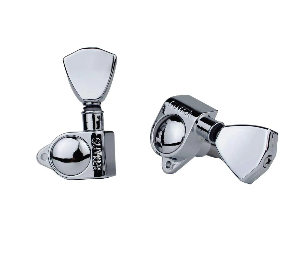 Guyker Guitar Machine Heads (3L + 3R Handed) – 1:21 Sealed Tuners Tuning Key Pegs with Trapezium Button Replacement for Electric, Folk or Acoustic Guitars – Chrome, GK104 - Image 4
