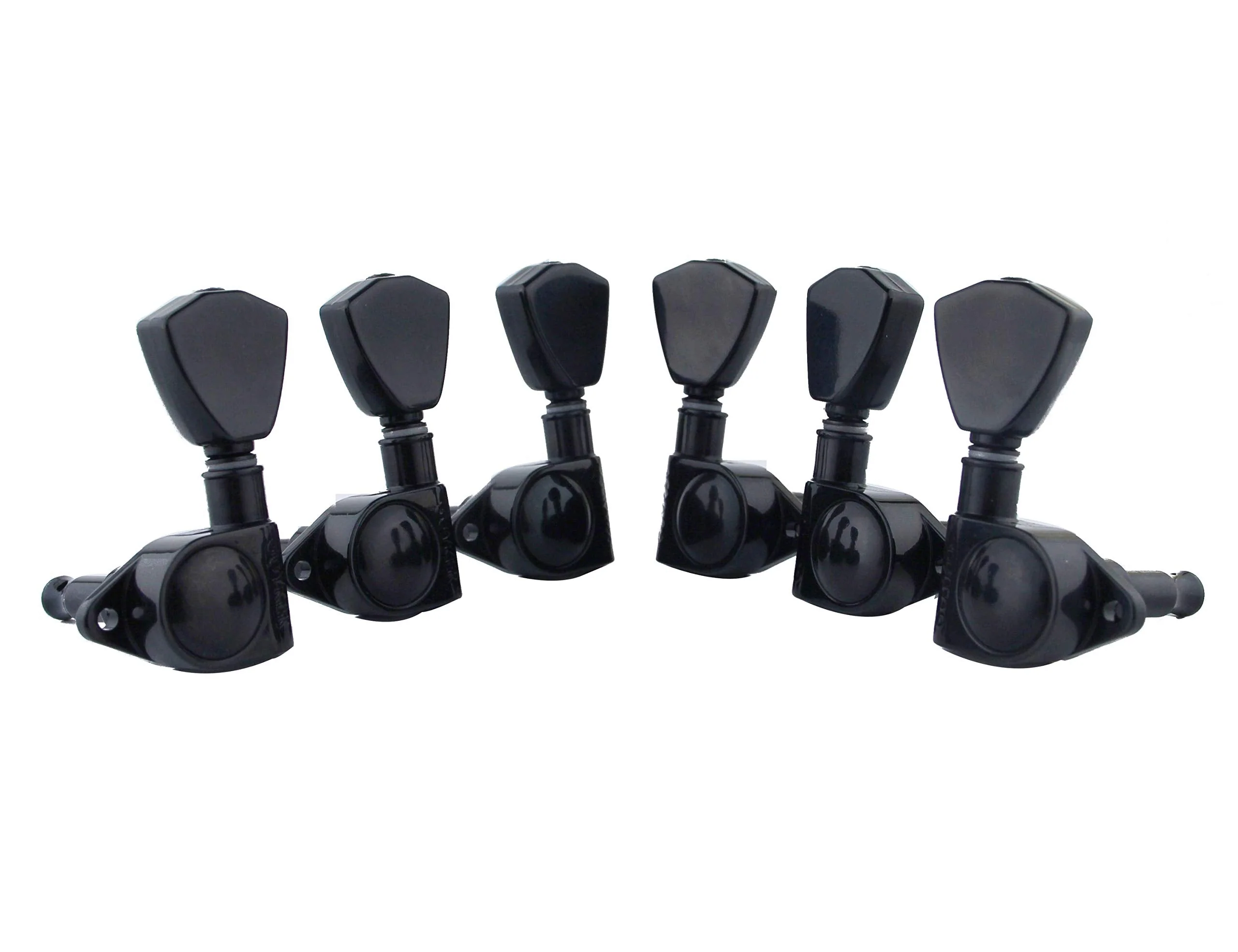 Guyker Guitar Machine Heads (3L + 3R Handed) - 1:21 Sealed Tuners Tuning Key Pegs with Trapezium Handle Replacement for Electric, Folk or Acoustic Guitars - Black, GK-104B - Image 3