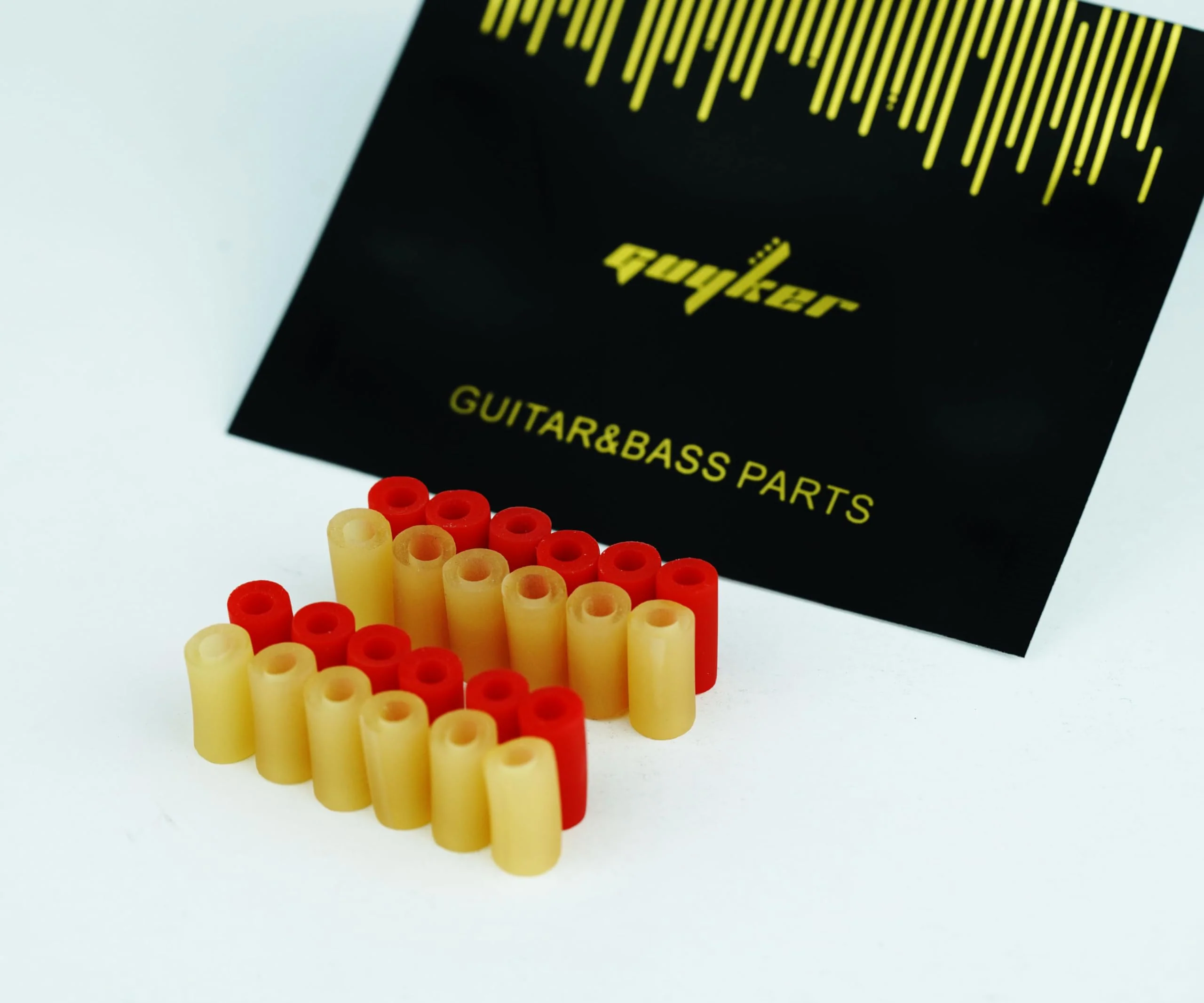 Guyker Guitar Pickup Mounting Rubber Tubing, 3mm Inner Dia. Natural Rubber Tubes Guitar Accessories for Electric Guitar Mounting or Height Adjustment (Red+Yellow, Set of 24) - Image 2