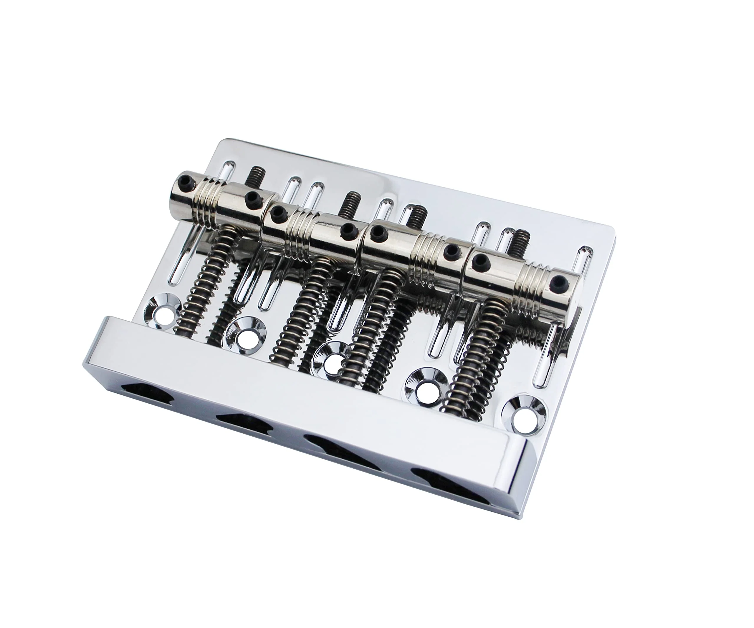 Guyker High Mass Bass Bridge with Vintage Brass Saddles Tailpiece Replacement for 4 String Jazz Electric Bass CNC Machined (GB403, Chrome) - Image 2