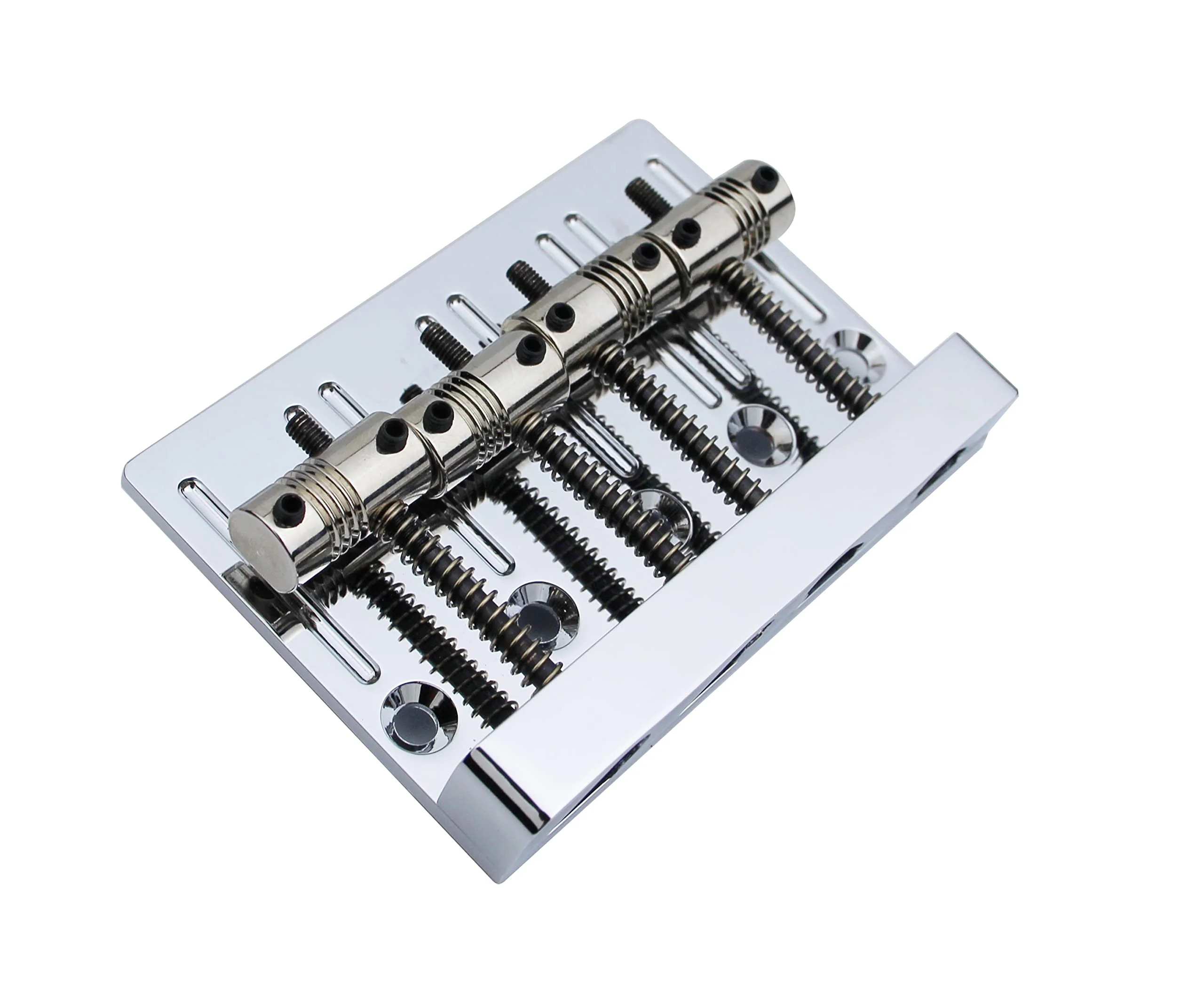 Guyker High Mass Bass Bridge with Vintage Brass Saddles Tailpiece Replacement for 4 String Jazz Electric Bass CNC Machined (GB403, Chrome) - Image 3