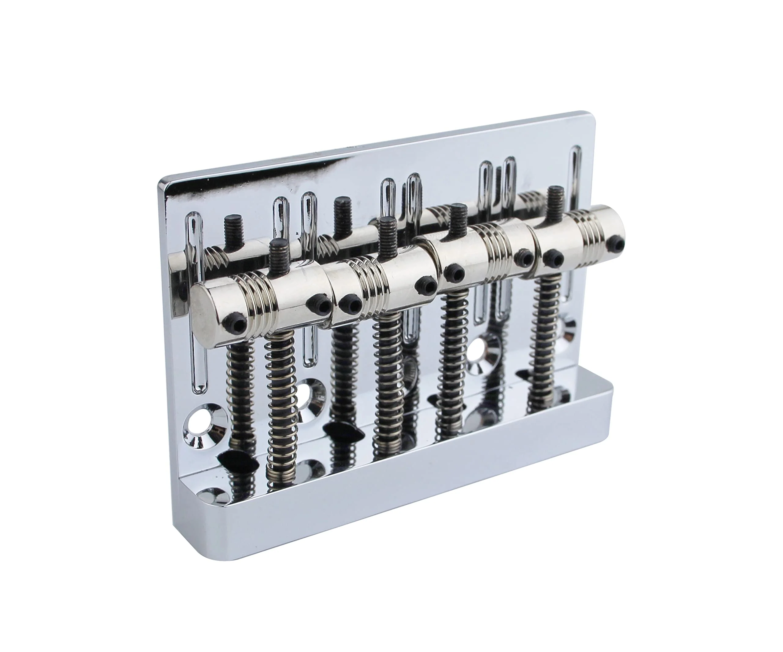 Guyker High Mass Bass Bridge with Vintage Brass Saddles Tailpiece Replacement for 4 String Jazz Electric Bass CNC Machined (GB403, Chrome) - Image 4
