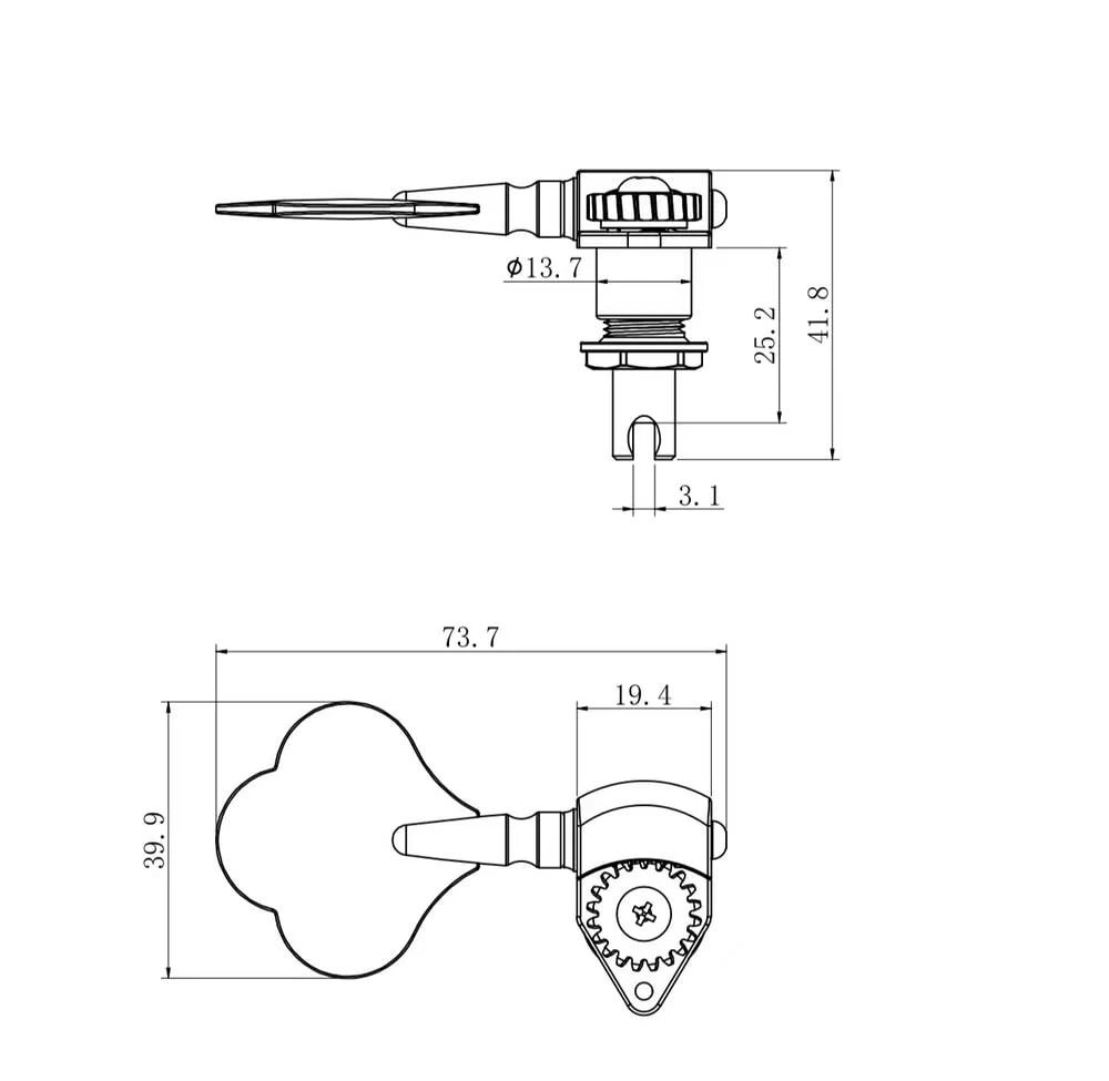 Guyker Open Frame Electric Bass Machine Head (4 Right hand) - Ratio Gear 1:20 Bass Tuners Tuning Key Pegs - chrome 4 for Right - Image 2