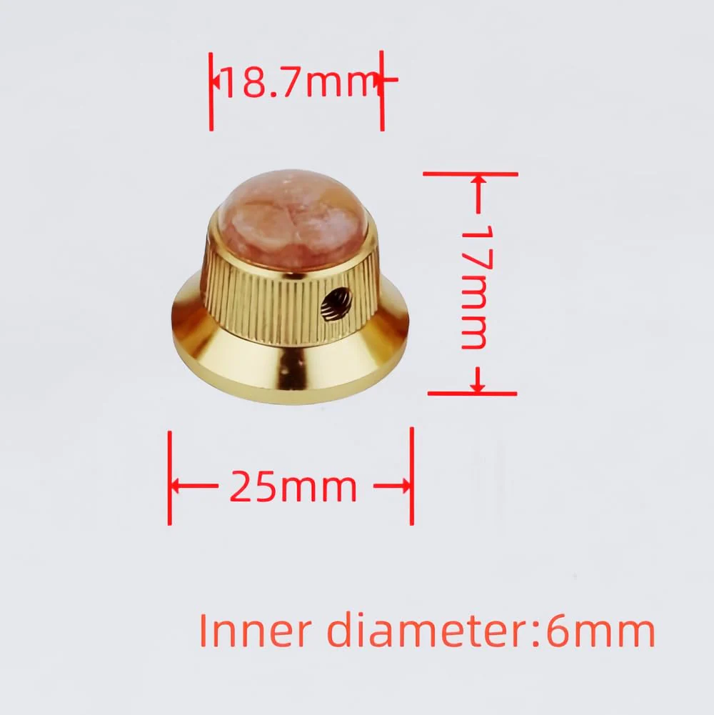Guyker Top Hat Guitar Bass Potentiometer Control Knobs with 6mm Dia. Shaft Pots - 3PCS Aluminium Alloy Bell Speed Tone Volume Knob for Electric Guitar or Precision Bass, Tiger-Eye Top - Image 7