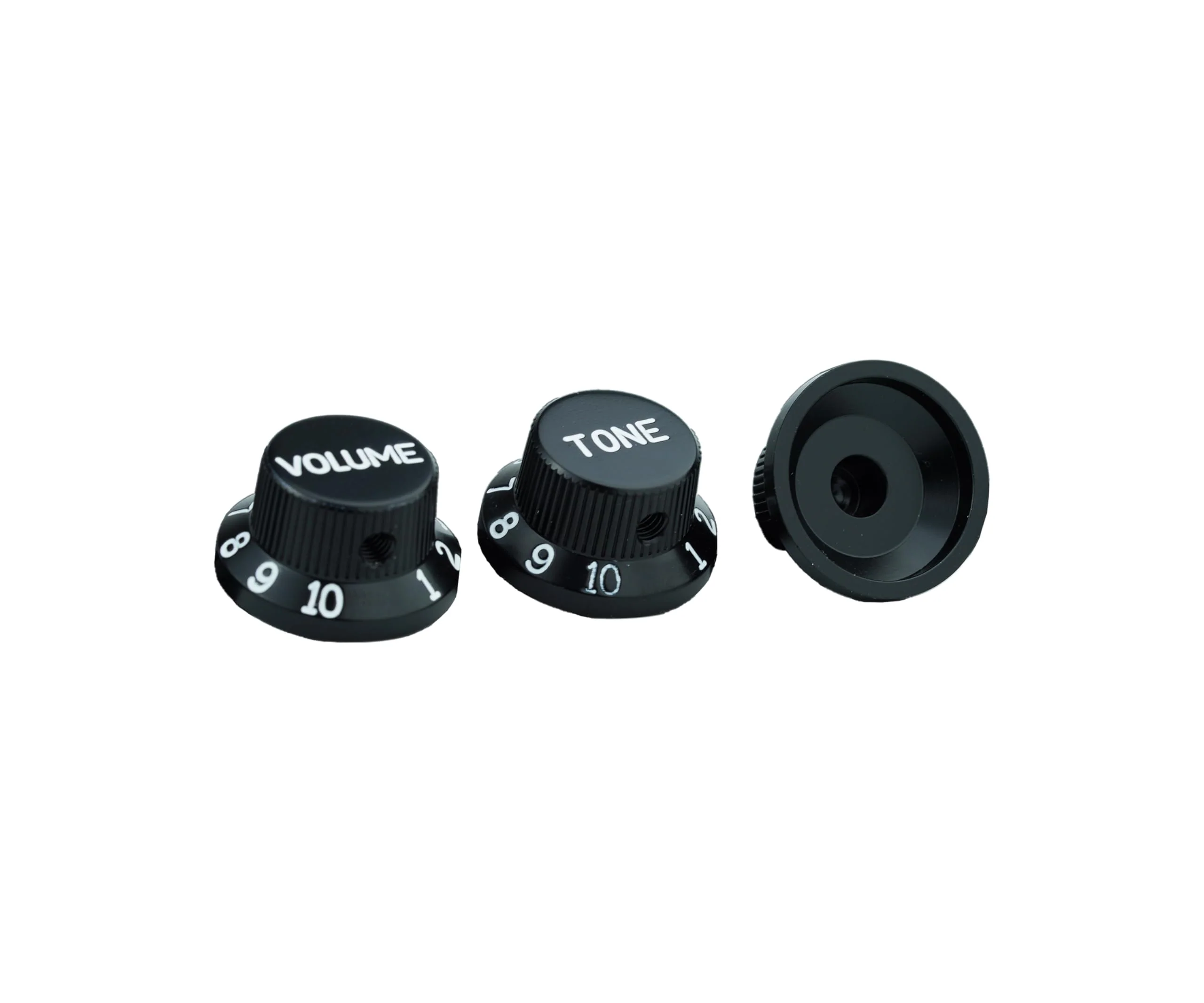 Guyker Top Hat Guitar Potentiometer Control Knobs with 6.3mm Dia. Shaft Pots - 3PCS Aluminium Alloy Bell Cap 1V2T Volume Tone Switch Knob for Electric Guitar or Precision Bass, CKB032 Black Black, 1V2T - Image 2