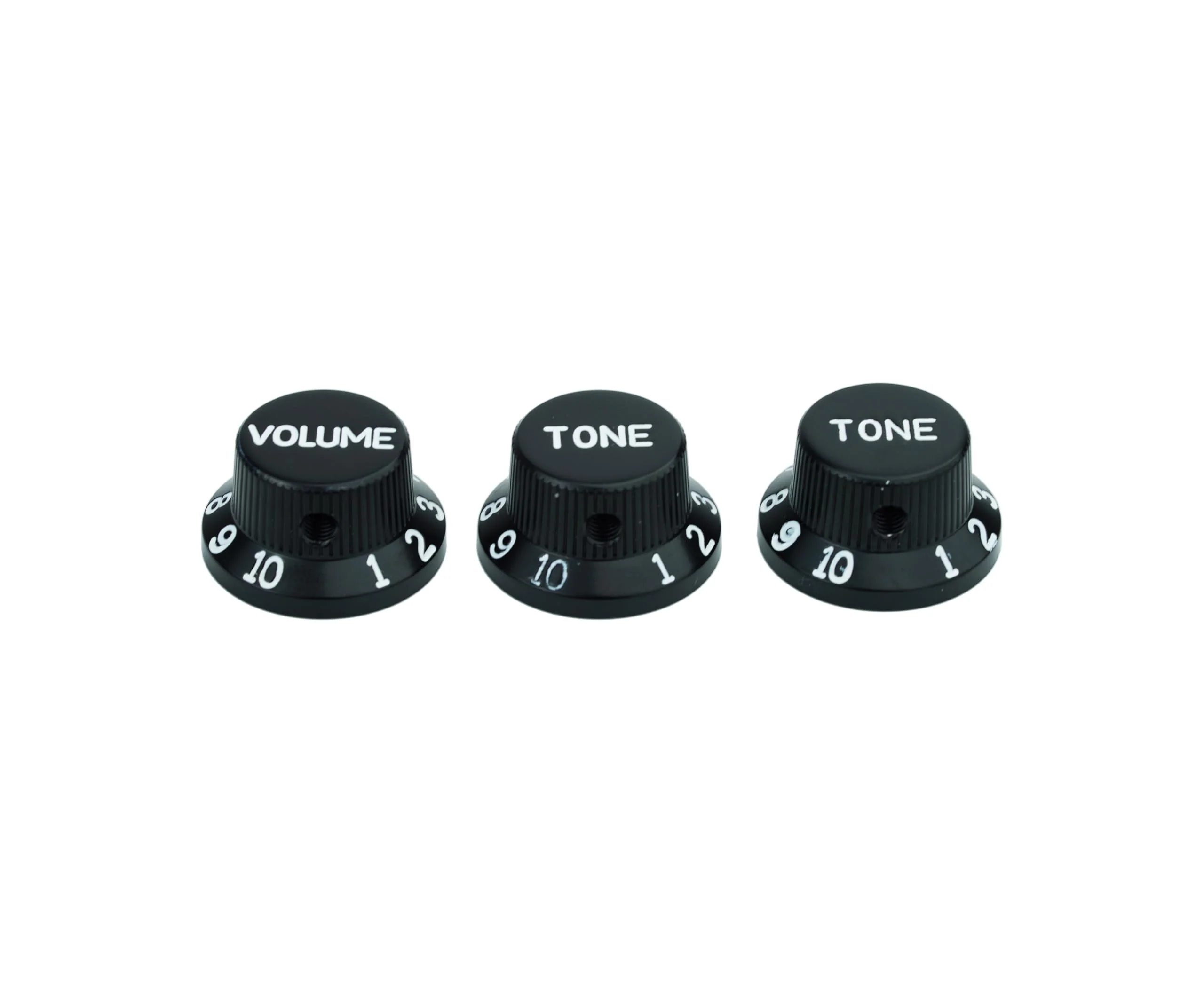 Guyker Top Hat Guitar Potentiometer Control Knobs with 6.3mm Dia. Shaft Pots - 3PCS Aluminium Alloy Bell Cap 1V2T Volume Tone Switch Knob for Electric Guitar or Precision Bass, CKB032 Black Black, 1V2T - Image 3