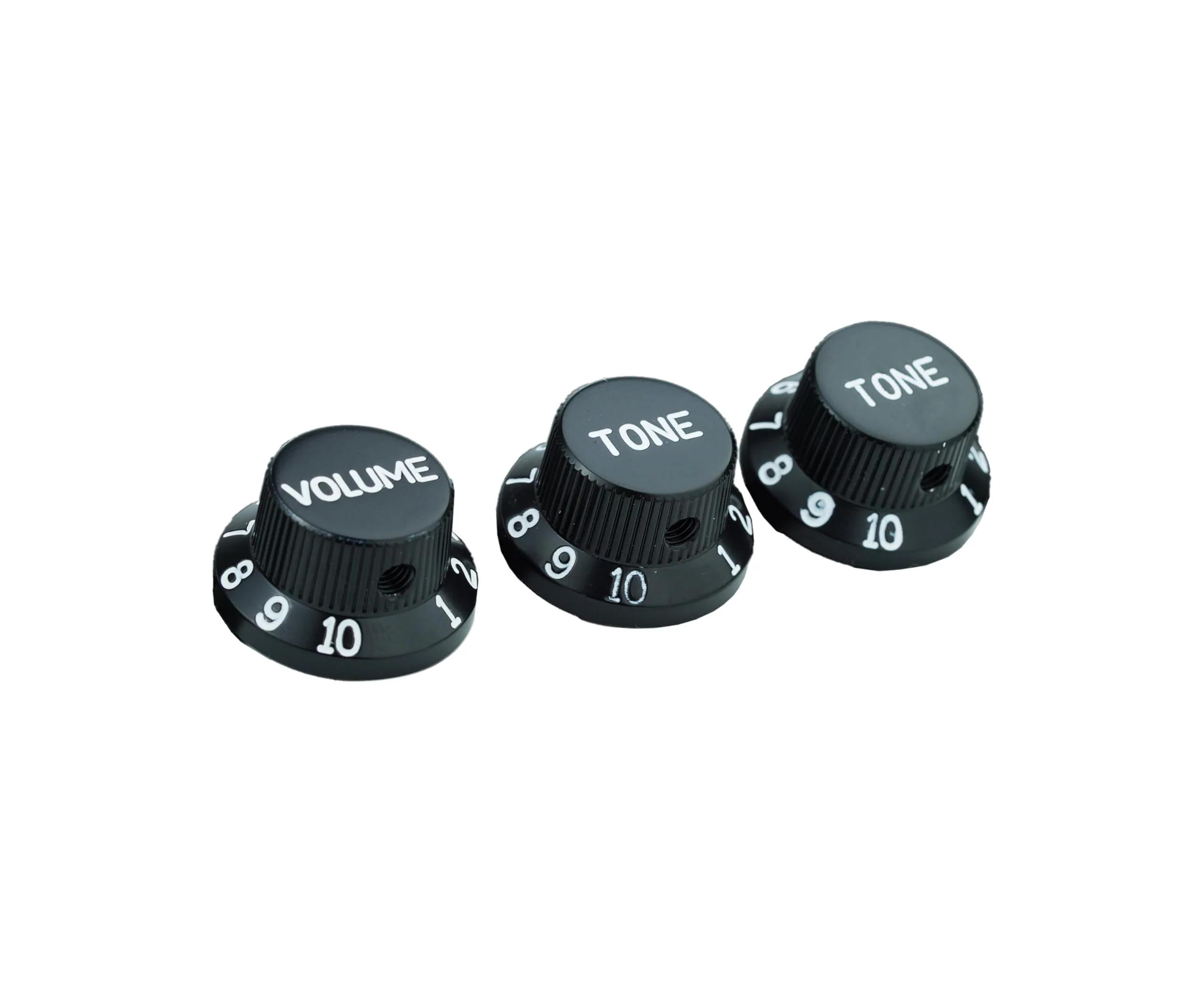 Guyker Top Hat Guitar Potentiometer Control Knobs with 6.3mm Dia. Shaft Pots - 3PCS Aluminium Alloy Bell Cap 1V2T Volume Tone Switch Knob for Electric Guitar or Precision Bass, CKB032 Black Black, 1V2T - Image 4