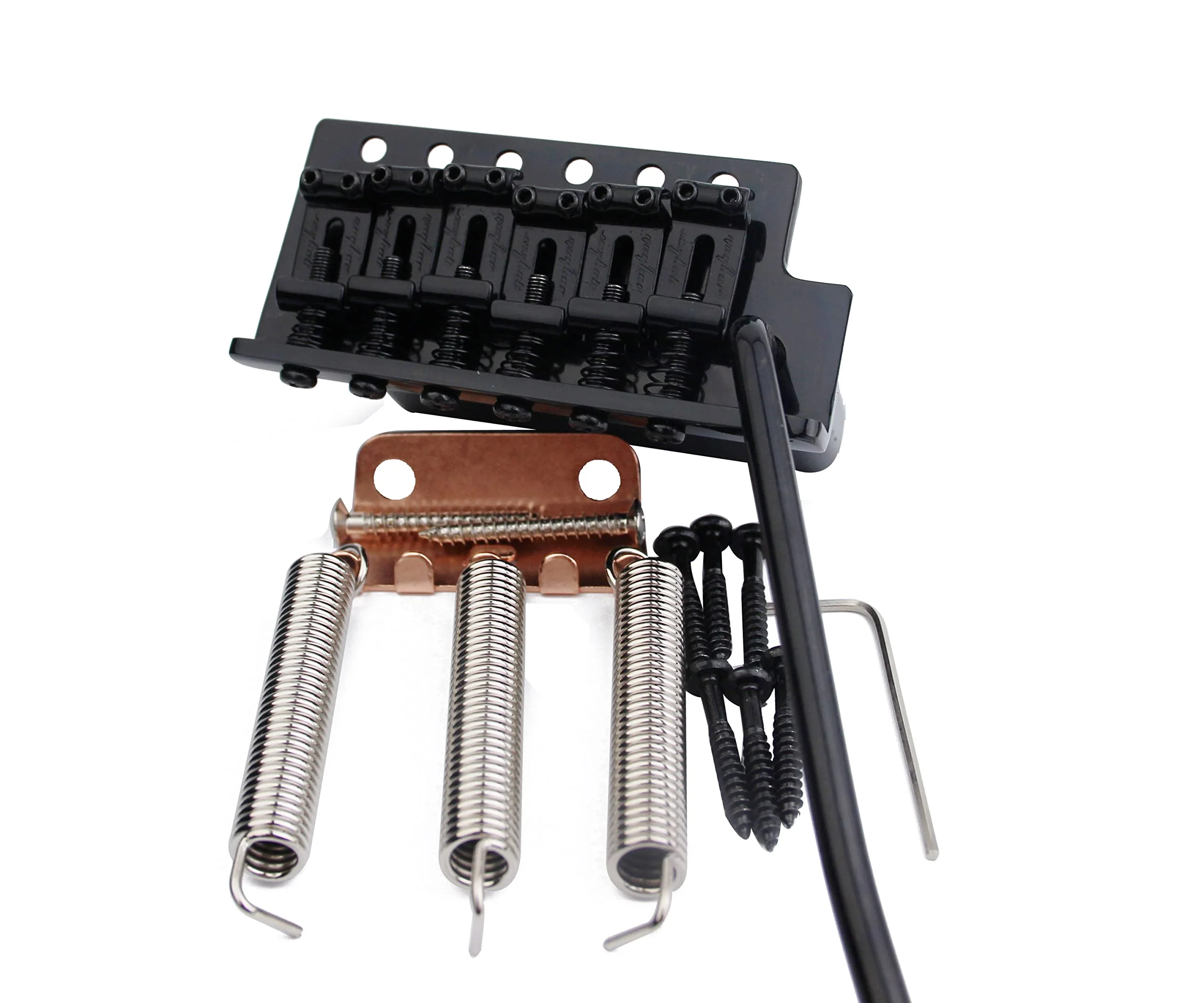 Guyker Tremolo Bridge Vintage Bent Steel Saddles and Zinc Block Compatible with Start ST Electric Guitar (GG-1004, Black) Zinc Block, Black - Image 2