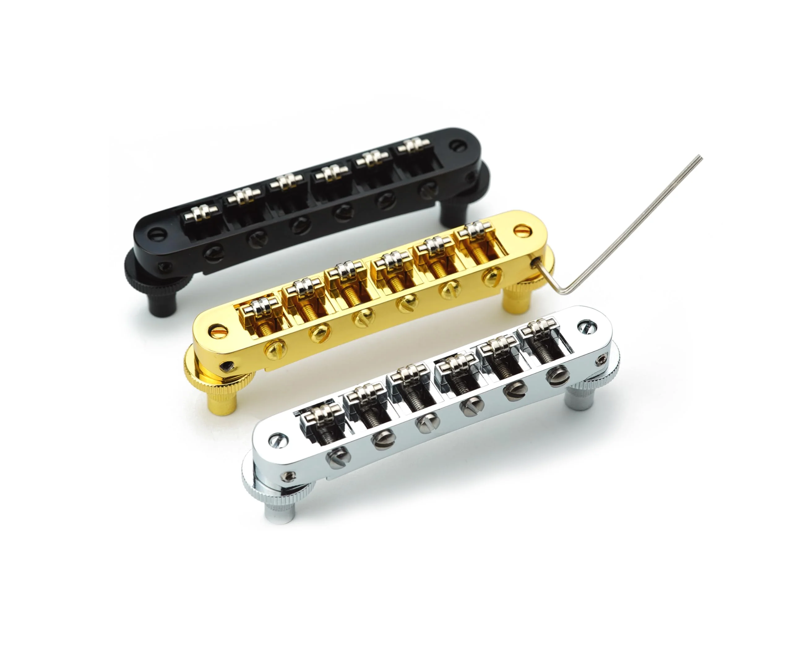 Guyker Tune-O-Matic Roller Saddle Bridge - String Space 10.5mm Guitar Bridges with Post Hole 4.2mm Replacement Compatible with Les Paul LP SG 6 String Electric Guitar GM015, Gold - Image 3