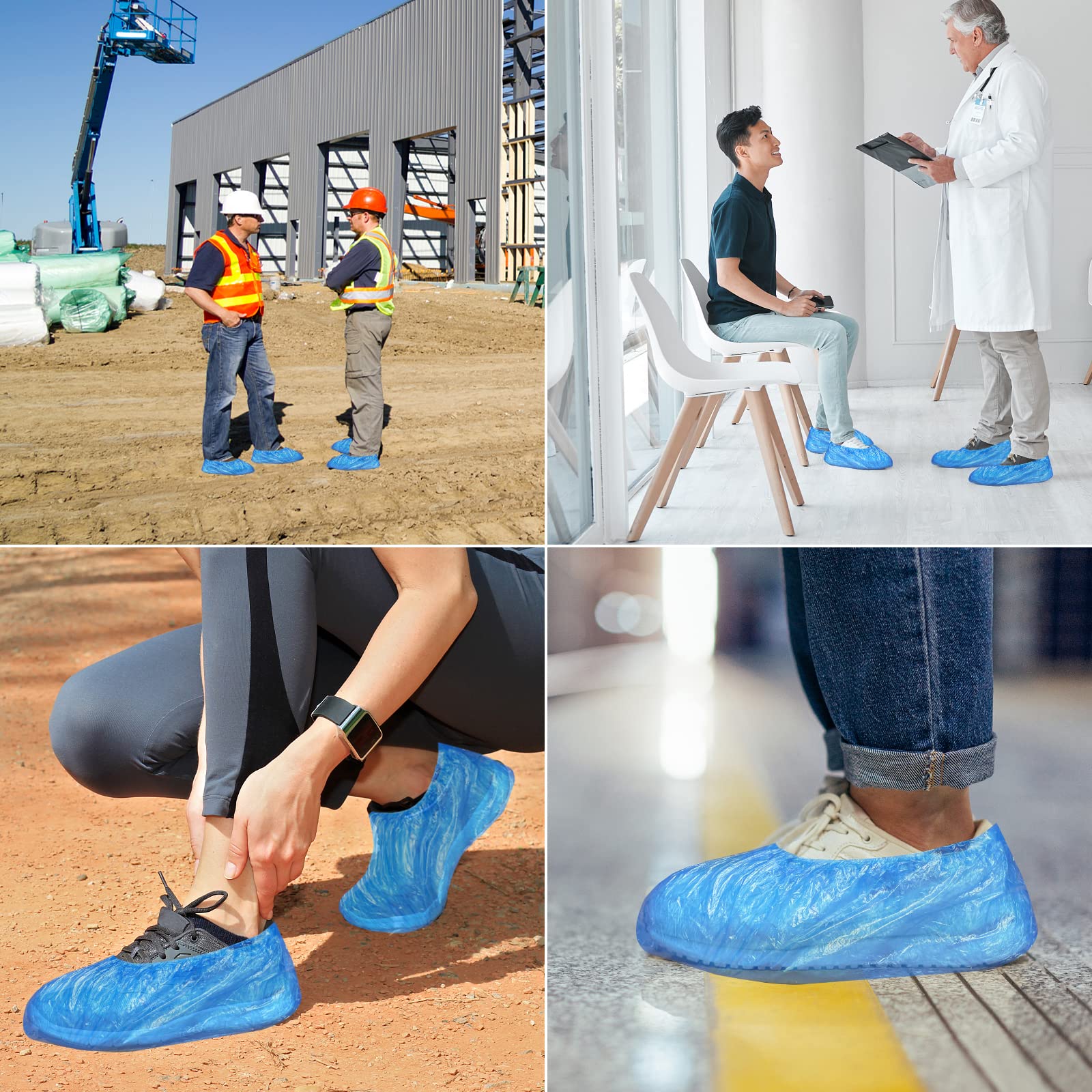 Gvolatee Pack of 100 Disposable Blue Non-Slip Waterproof Plastic Shoe Covers Non-Slip, Universal Size Overshoes, Dustproof Shoe Cover for Medicine, Construction, Garden, Factory - Image 7