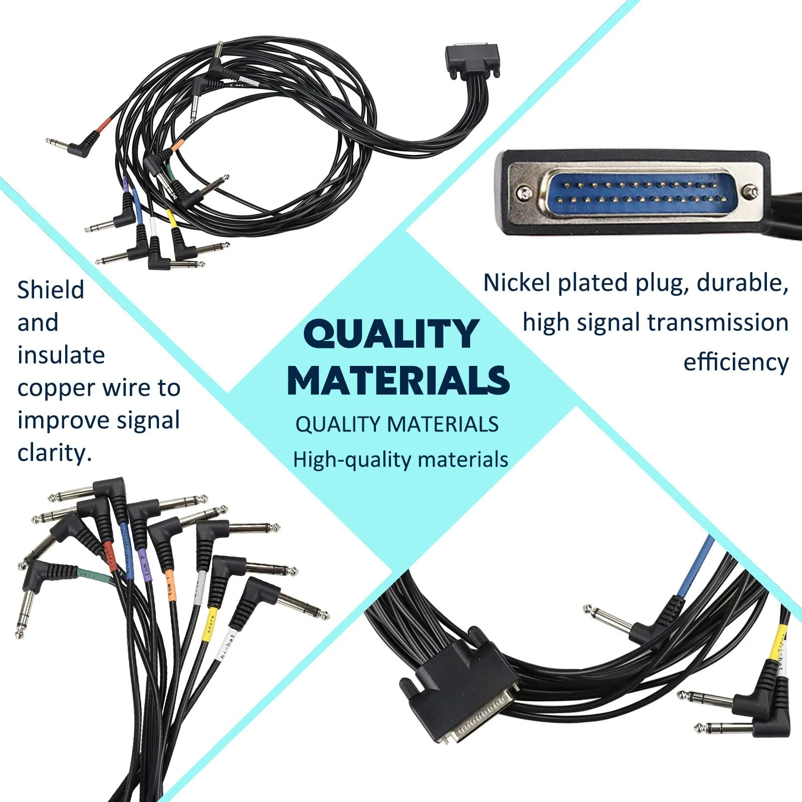 GWNOWZZET Cable Snake Harness for Alesis Drum Module COMMAND SURGE NITRO DM7X FORGE 6.35mm Rca Male Heads - Image 3