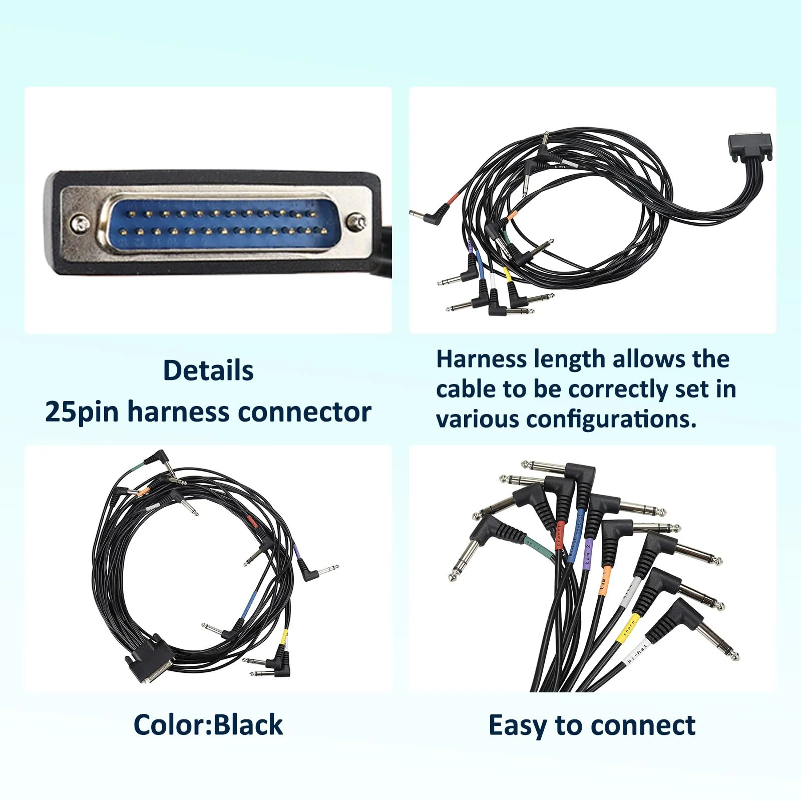 GWNOWZZET Cable Snake Harness for Alesis Drum Module COMMAND SURGE NITRO DM7X FORGE 6.35mm Rca Male Heads - Image 5