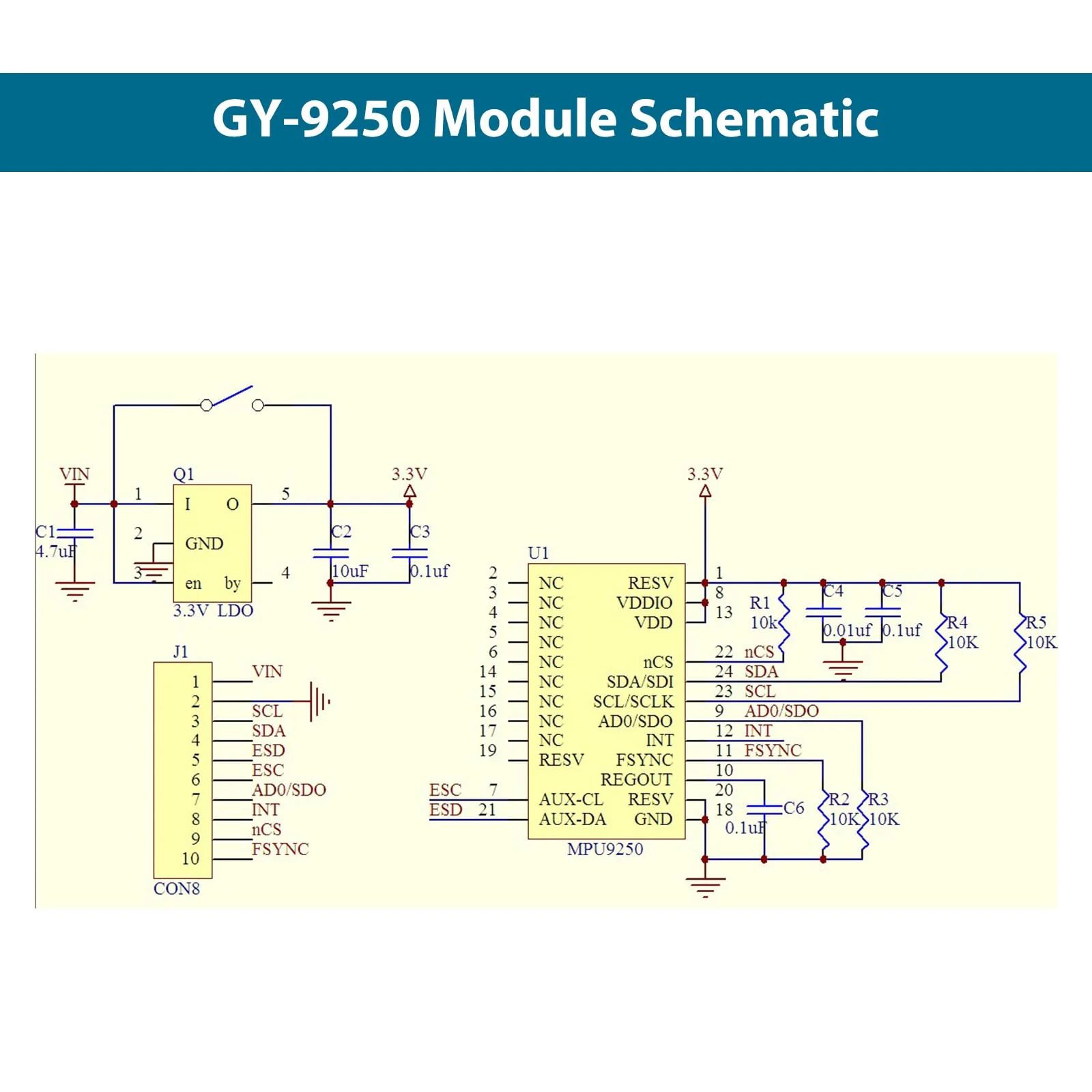 GY-9250 9-Axis Sensor Module Binghe 1 Piece MPU9250 Accelerator Gyro Sensor Compass Magnetic Field Sensor Acceleration Range ±2±4±8±16g I2C/SPI Communication 3-5V Compatible with Arduino - Image 2