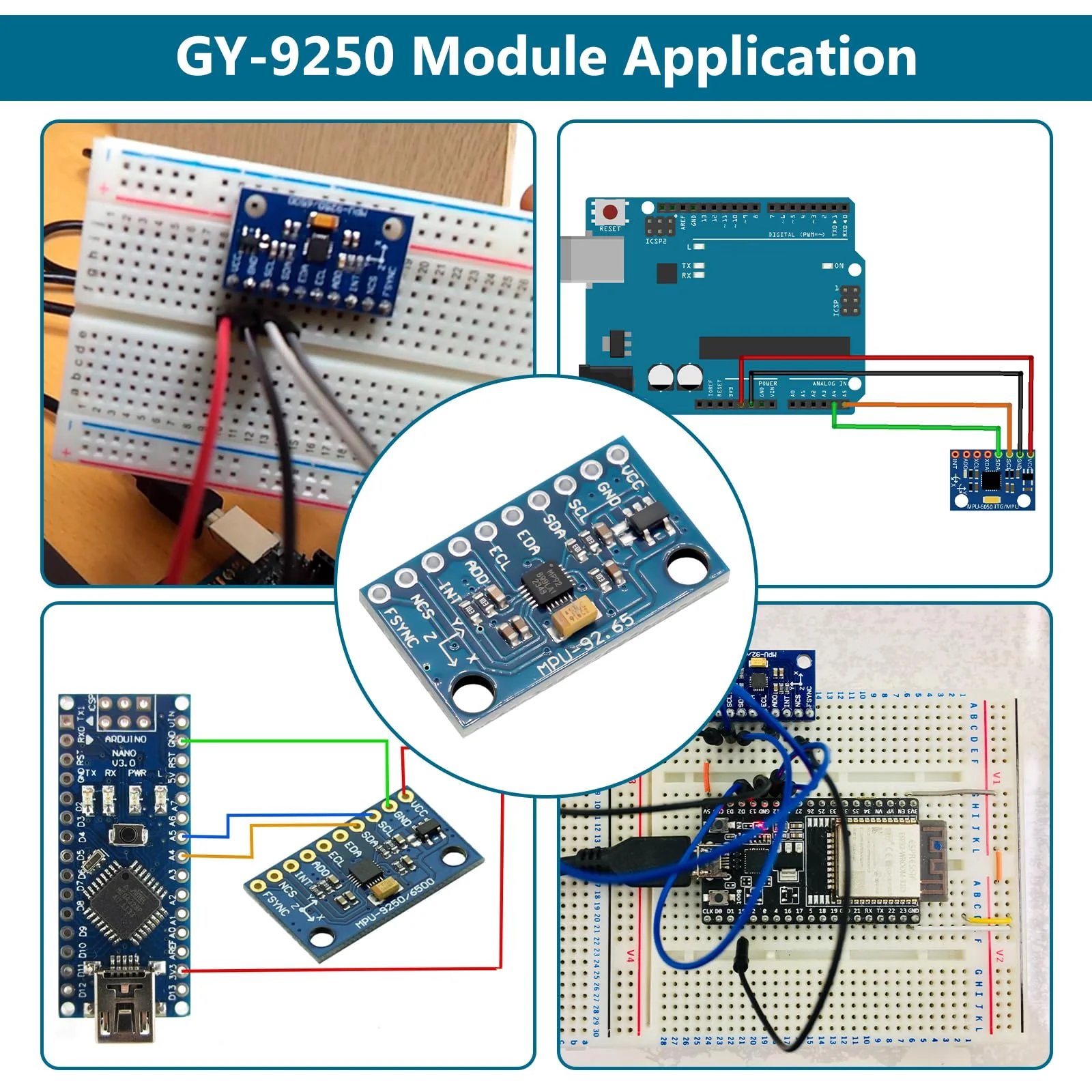 GY-9250 9-Axis Sensor Module Binghe 1 Piece MPU9250 Accelerator Gyro Sensor Compass Magnetic Field Sensor Acceleration Range ±2±4±8±16g I2C/SPI Communication 3-5V Compatible with Arduino - Image 6