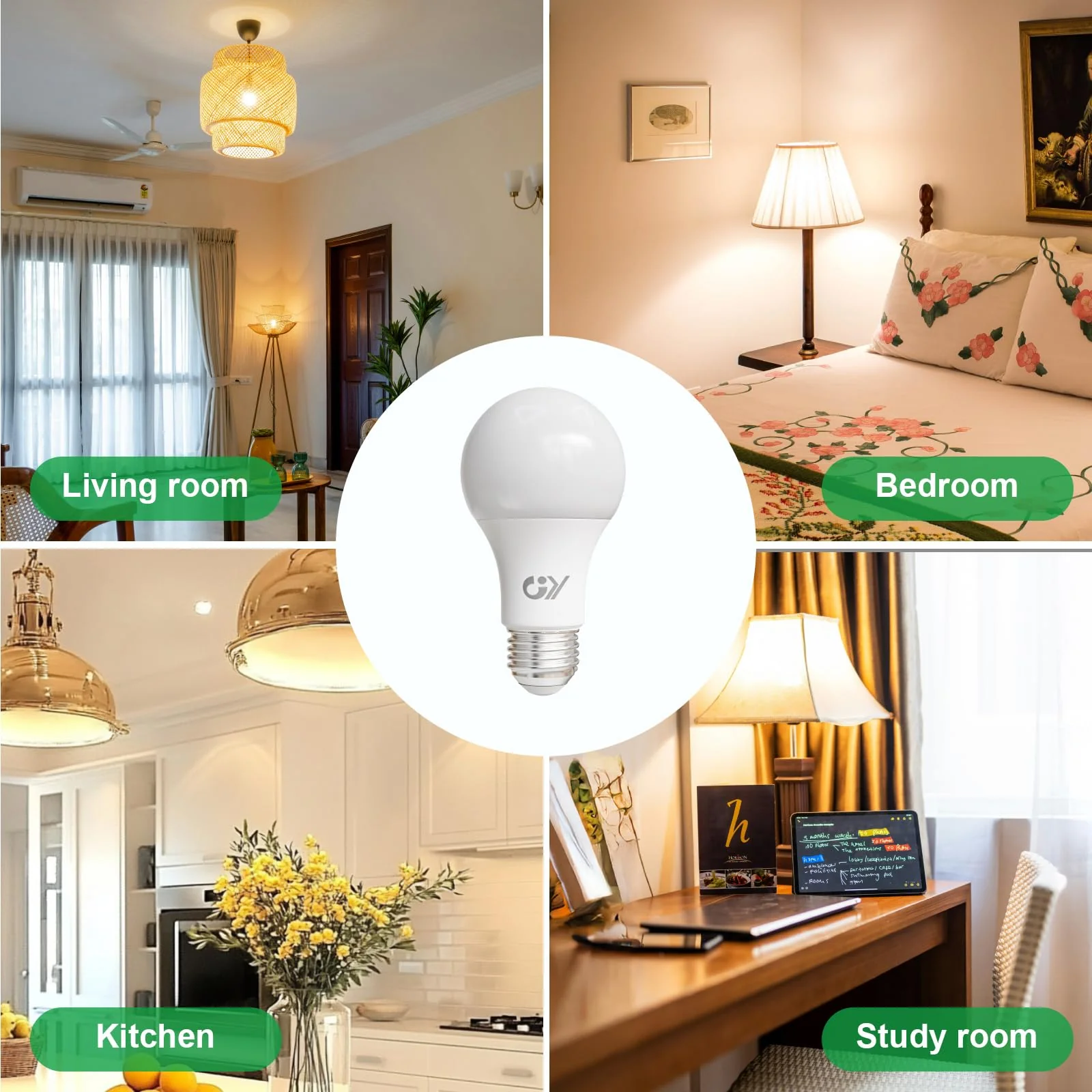 GY E27 LED Warm White Light Bulb, 8 W 1521 LM Energy Saving Bulb, Replaces 100 W Bulbs, Energy Efficiency Class B, A60 LED Warm White, Beam Angle 360° Bulb, Not Dimmable, Pack of 6 A60-8w3000k-6 6 Stück - Image 5