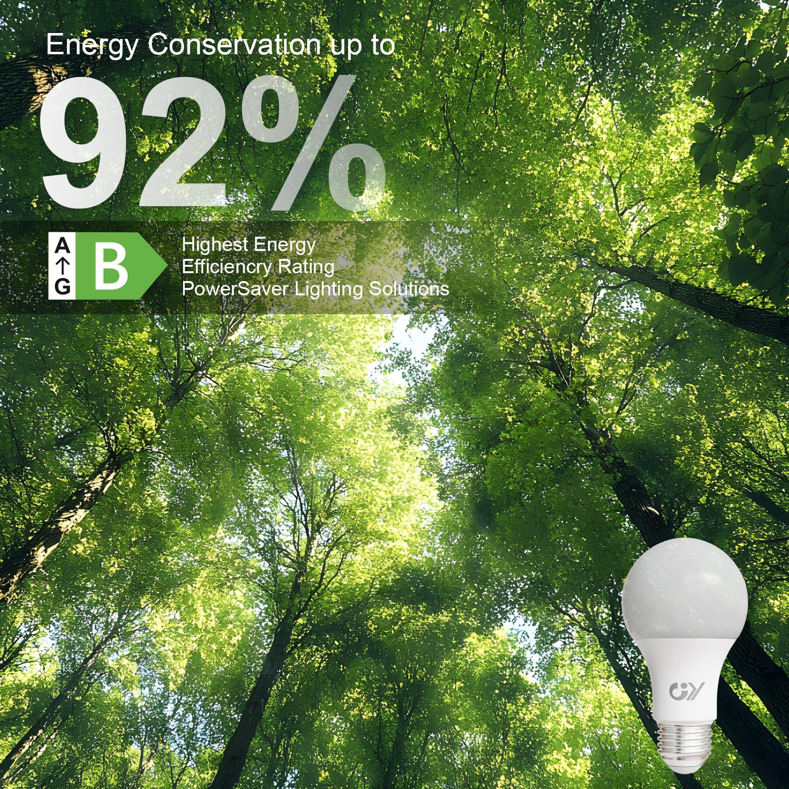 GY E27 LED Warm White Light Bulb, 8 W 1521 LM Energy Saving Bulb, Replaces 100 W Bulbs, Energy Efficiency Class B, A60 LED Warm White, Beam Angle 360° Bulb, Not Dimmable, Pack of 6 A60-8w3000k-6 6 Stück - Image 9