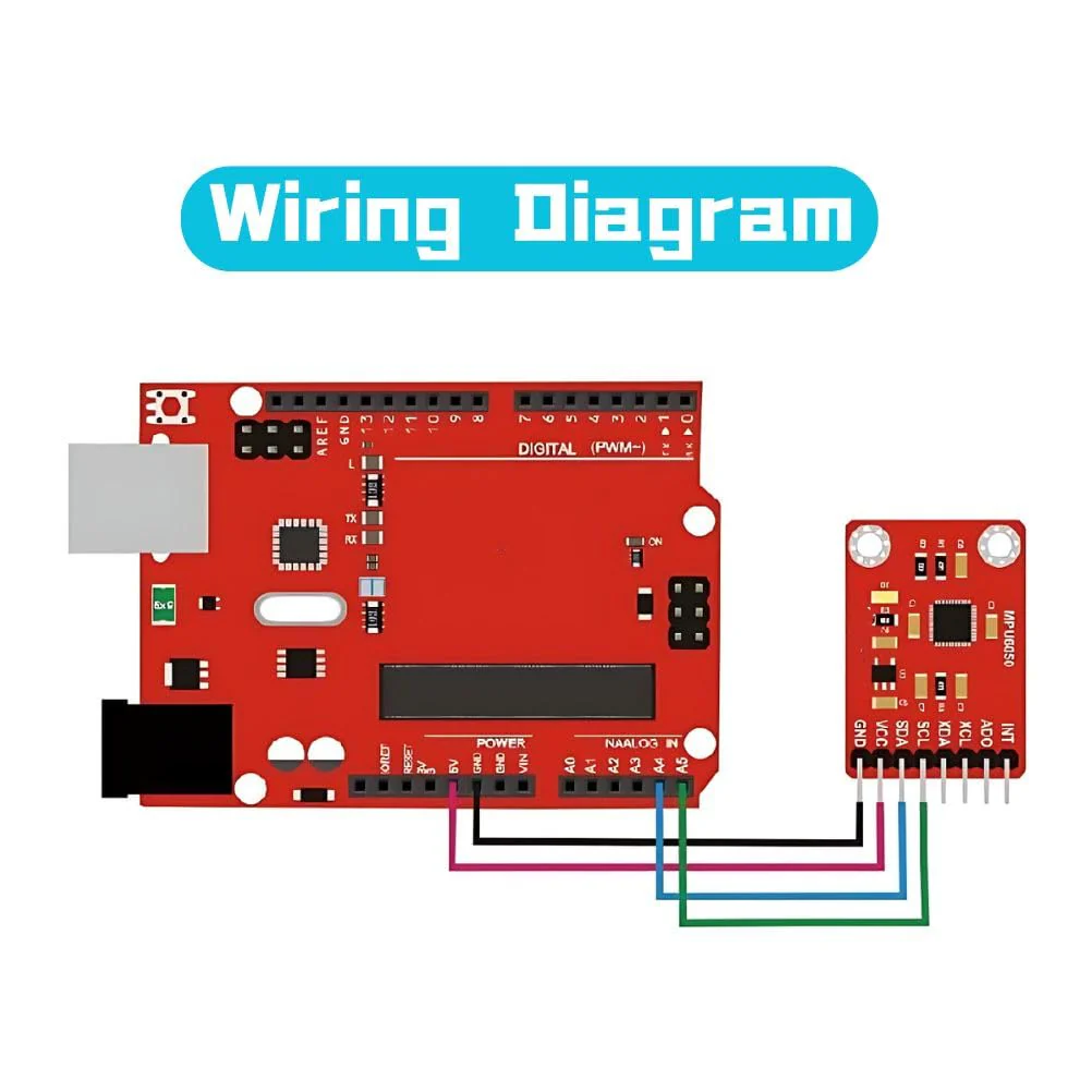 Gyroscope Accelerometer, MPU6050 6-Axis Accelerometer Gyroscope Sensor Module 16 Bit AD Converter Data Output for Engineers, Technicians - Image 4