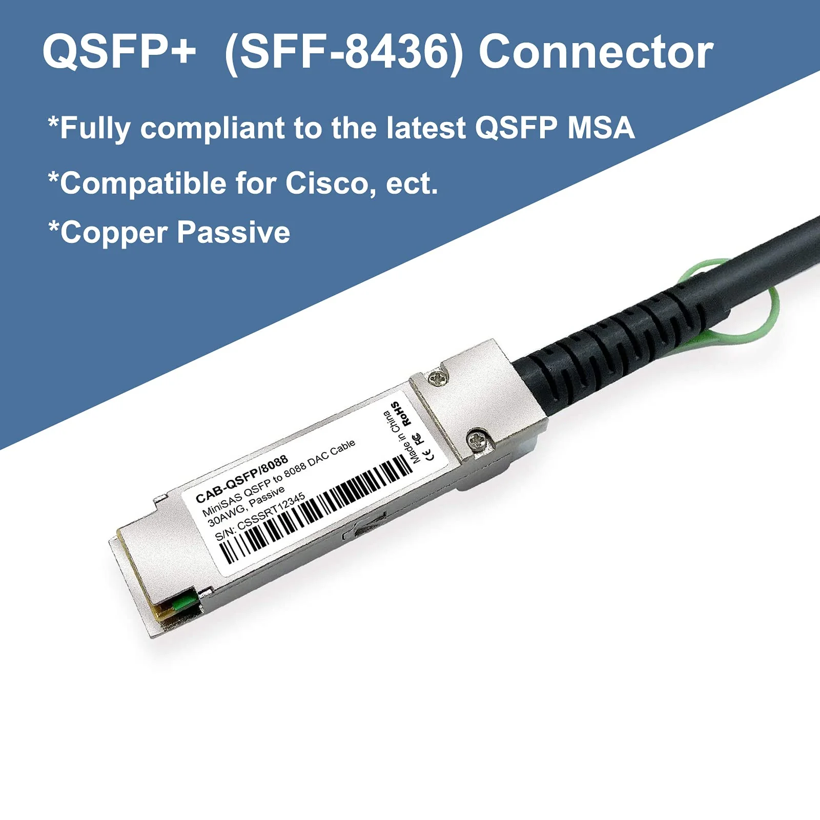 H!Fiber.com QSFP to SFF-8088 MiniSAS Cable, SFF-8436 to SFF-8088 External DDR Hybrid SAS Cable, 100-Ohm, 1 Meter(3.3ft), Copper Passive for NetApp DS4243 DS4246 DS2246 1m(3.3ft) SFF-8088 to QSFP(SFF8436) - Image 4