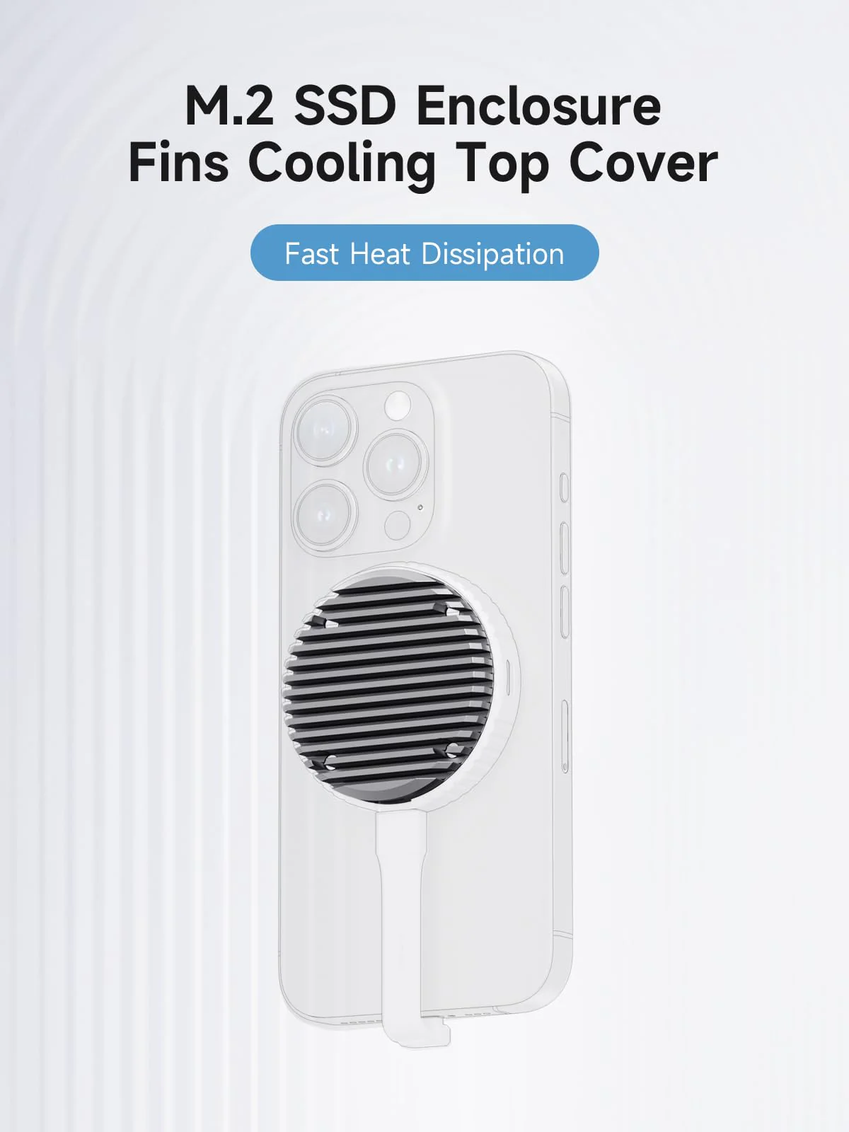 Hagibis Heat Dissipation Fins Cover for MC100 Magnetic M.2 2230 NVMe SSD Enclosure with Magsafe for iPhone 15 Pro Max ProRes, Cooling Upper Cover MC100 Replacement Parts - Image 2