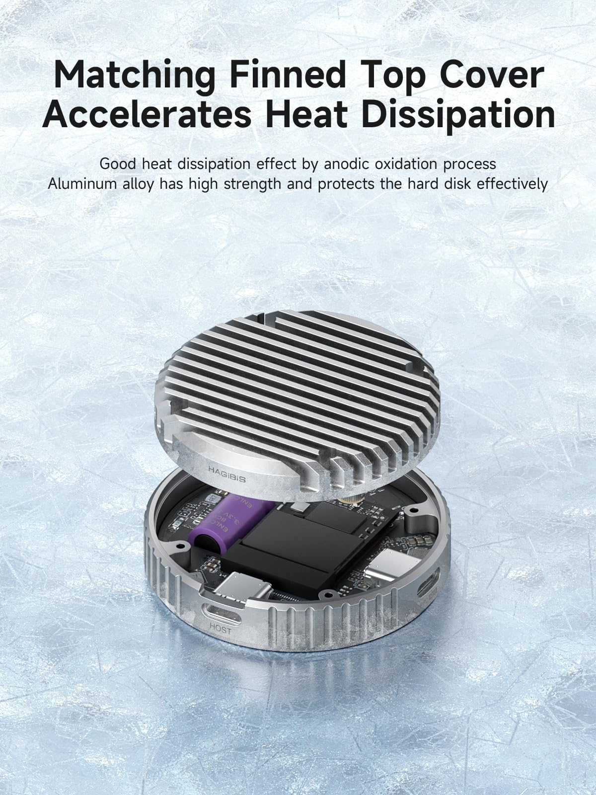 Hagibis Heat Dissipation Fins Cover for MC100 Magnetic M.2 2230 NVMe SSD Enclosure with Magsafe for iPhone 15 Pro Max ProRes, Cooling Upper Cover MC100 Replacement Parts - Image 3