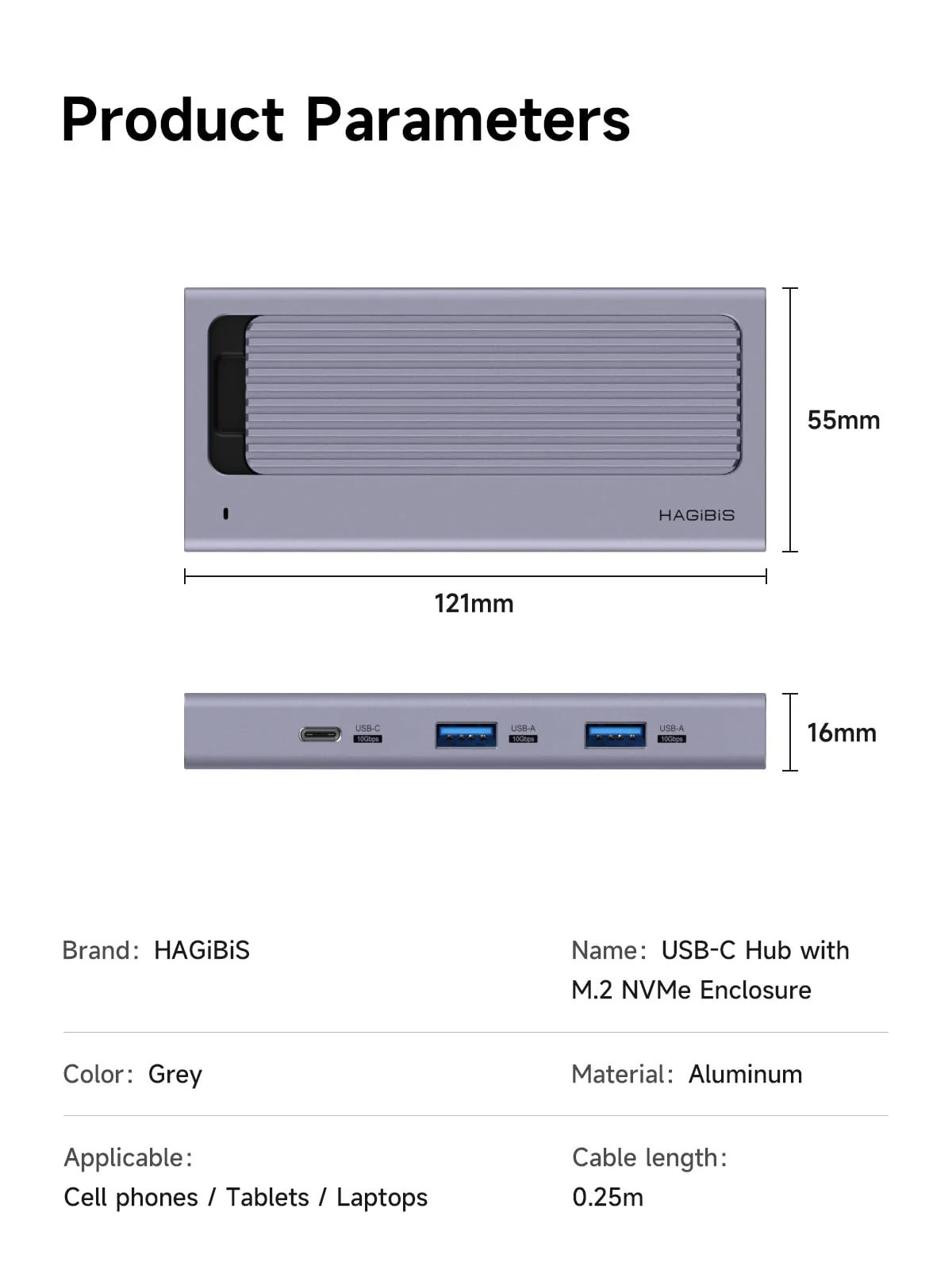 Hagibis USB C Hub with M.2 SSD Enclosure, Magnetic Cover Easy Disassemble External Hard Drive Enclosure with 10Gbps USB 3.1, USB C for MacBook Pro, iPhone15 Pro Max, Mac Mini, Laptop, PC (HB777) - Image 8