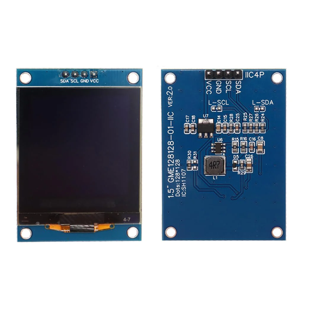 Hailege 1.5 Inch SH1107 OLED Display Module 1.5 Inch IIC I2C 4 Pin 128 x 128 OLED Screen LCD Display White - Image 3
