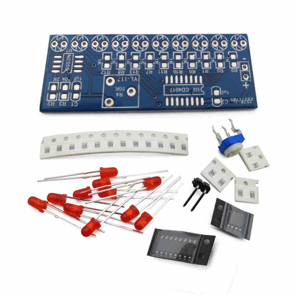 Hailege 2pcs NE555+CD4017 Running LED Flow LED Light Electronic Production Suite DIY Kit 2.5-14.5V - Image 2