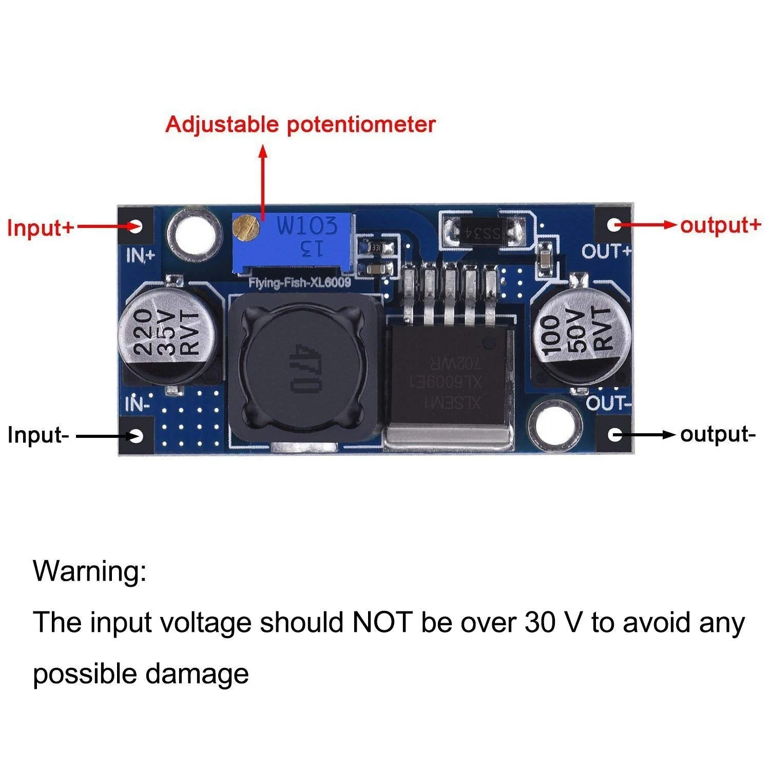 Hailege 5pcs XL6009 DC-DC Adjustable Boost Module DC3.0-30V to DC5-35V Output Voltage Power Converter PCB Module 400KHz - Image 4