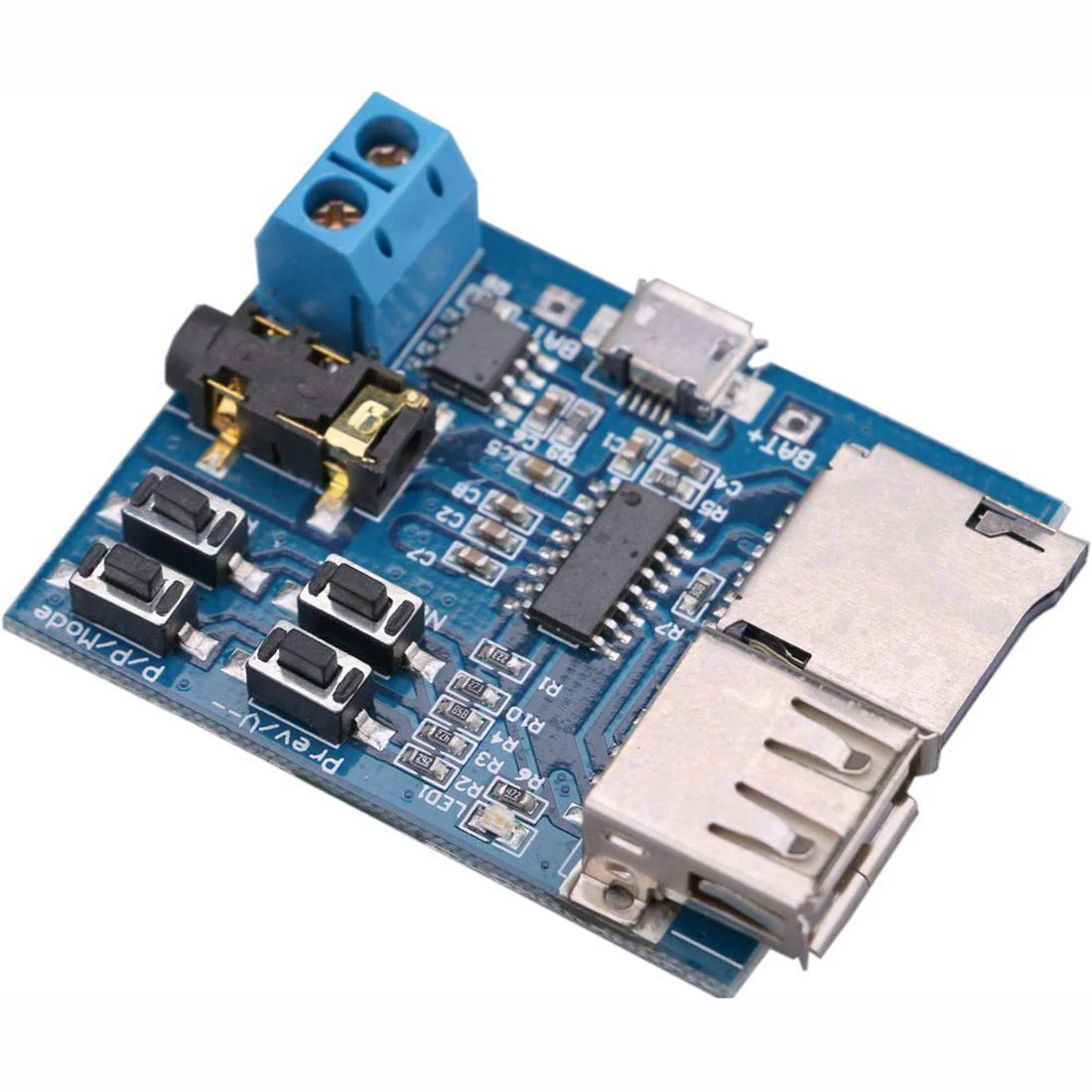 Hailege TF Card U Disk Play MP3 Decoder Player Module with Audio Amplifier Audio Decoding Player Module Micro USB 5V Power Supply Pack of 2 - Image 3