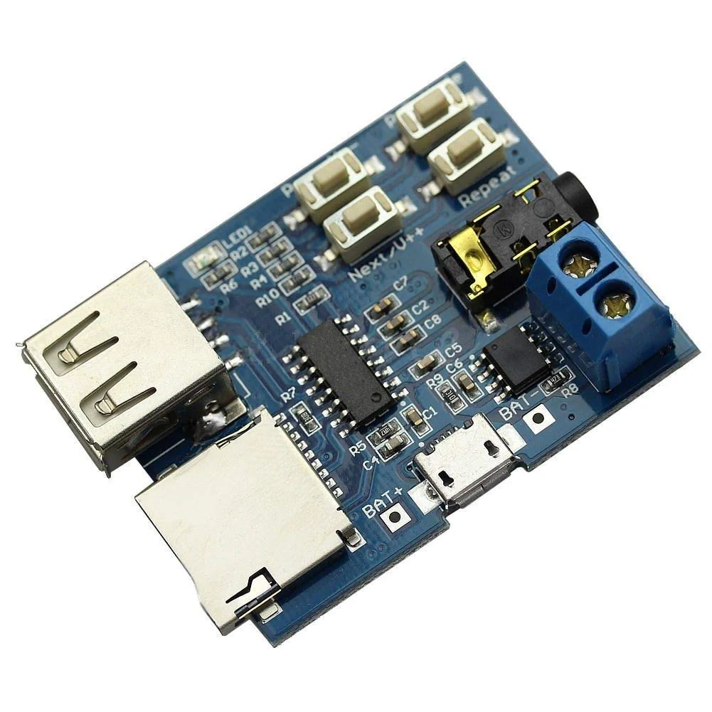 Hailege TF Card U Disk Play MP3 Decoder Player Module with Audio Amplifier Audio Decoding Player Module Micro USB 5V Power Supply Pack of 2 - Image 4
