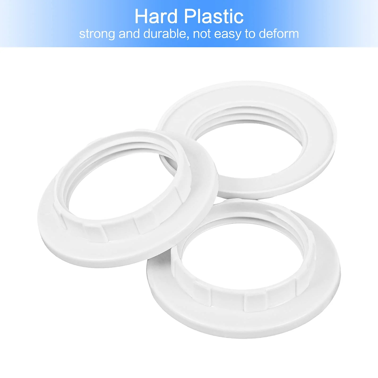 Haisheng Pack of 15 Screw Ring E14 White Lamp Holder Lock Thread Ring Replacement Ring Plastic E14 Socket Screw Ring Lamp Holder Lampshade Ring Set for Lamps Shade and Glass Elements (White) - Image 4