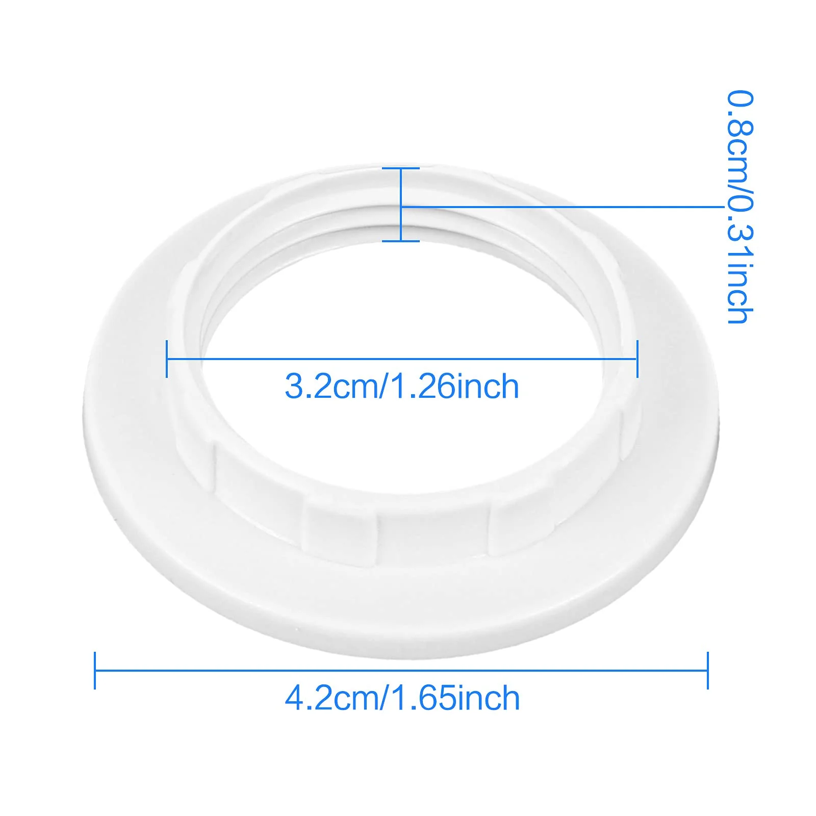 Haisheng Pack of 15 Screw Ring E14 White Lamp Holder Lock Thread Ring Replacement Ring Plastic E14 Socket Screw Ring Lamp Holder Lampshade Ring Set for Lamps Shade and Glass Elements (White) - Image 5