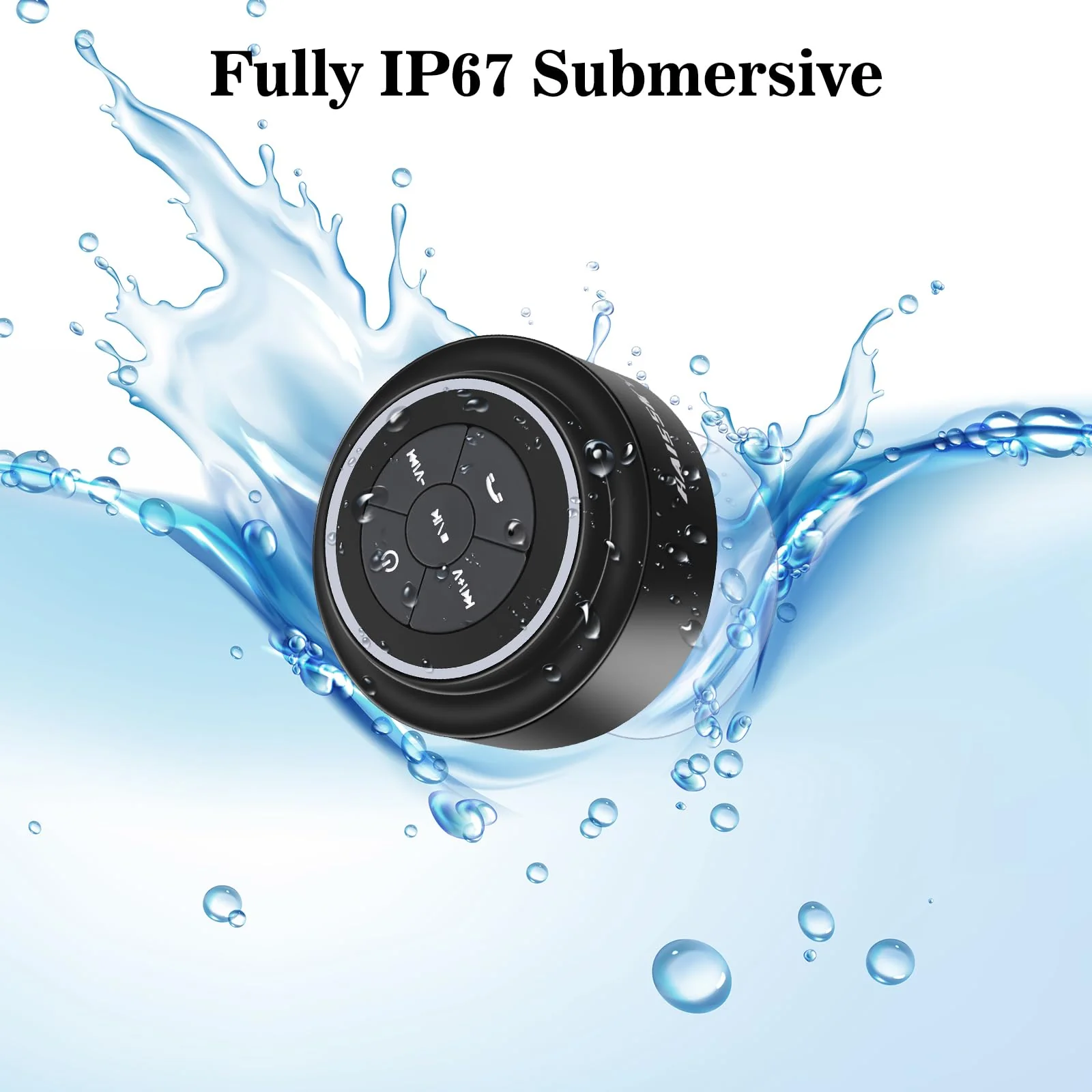 HAISSKY Bluetooth Shower Speakers, Portable Wireless Speaker with Suction Cup, IP67 Waterproof Speaker Pairs Easily to Phones, Tablets, Computer, Gift for Men & Women Black - Image 4