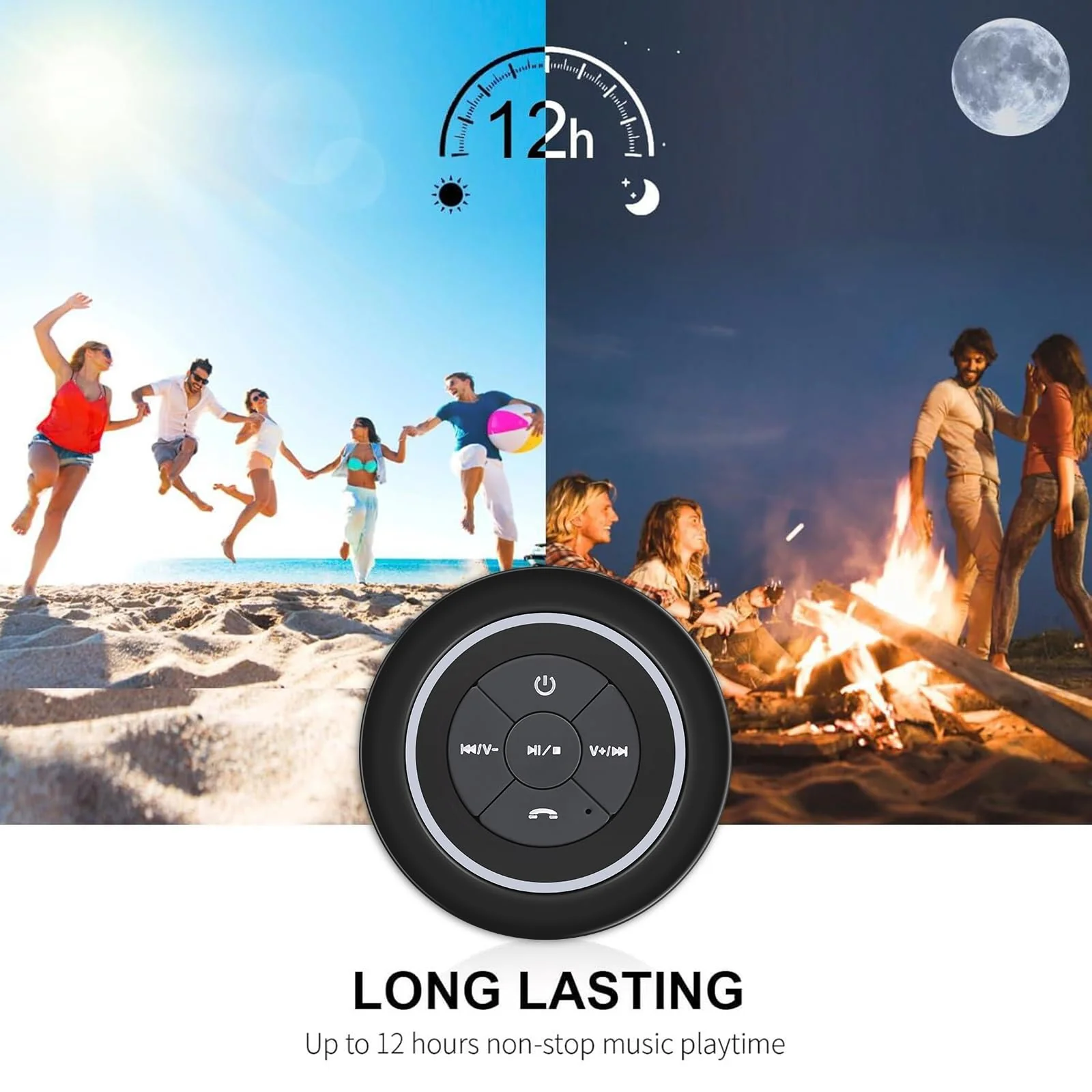 HAISSKY Bluetooth Shower Speakers, Portable Wireless Speaker with Suction Cup, IP67 Waterproof Speaker Pairs Easily to Phones, Tablets, Computer, Gift for Men & Women Black - Image 6