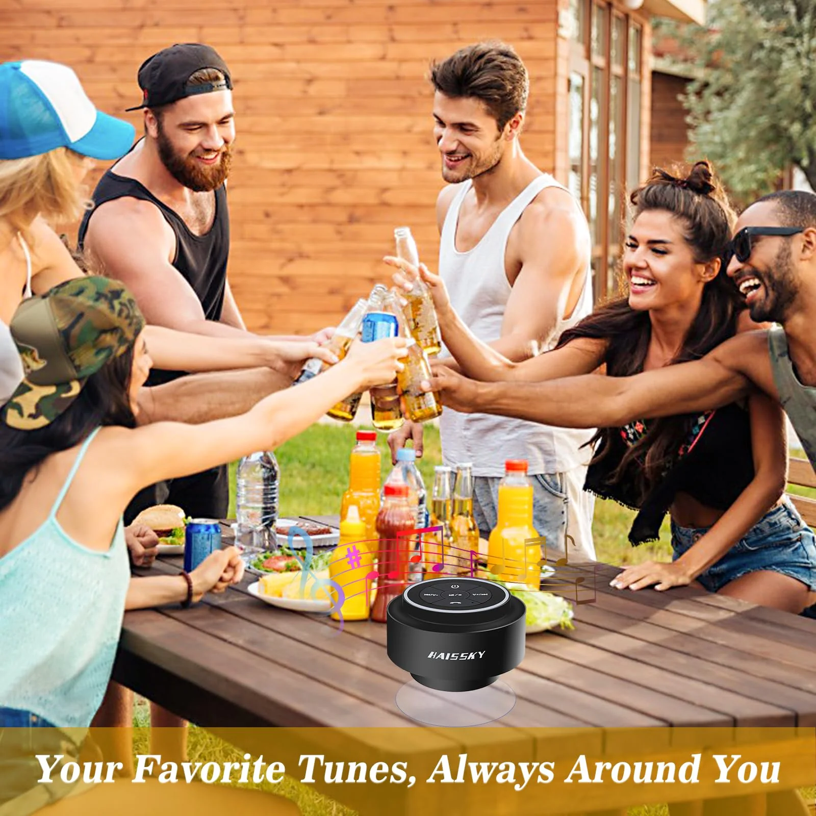 HAISSKY Bluetooth Shower Speakers, Portable Wireless Speaker with Suction Cup, IP67 Waterproof Speaker Pairs Easily to Phones, Tablets, Computer, Gift for Men & Women Black - Image 9