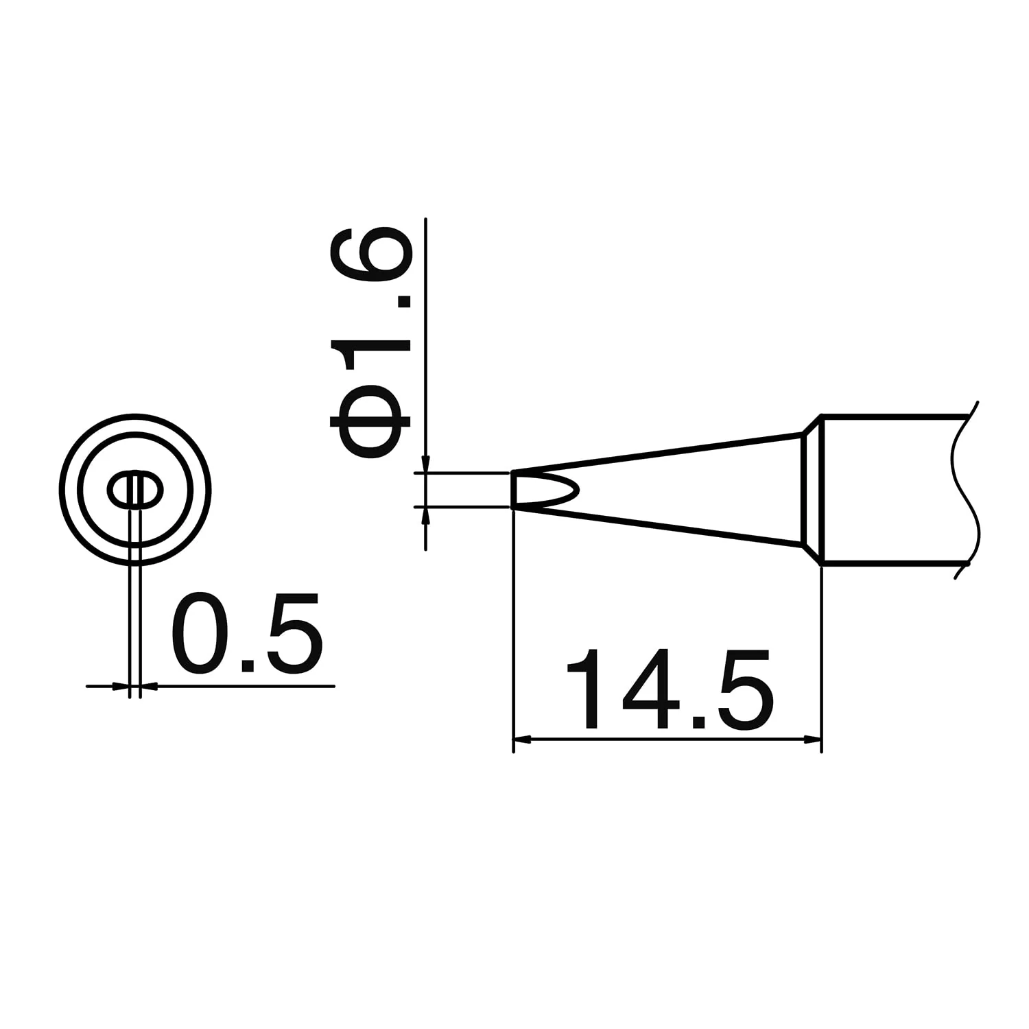Hakko T18D16P Tip for Fx-888 Station, 1.6mm 1.6mm x 14.5mm 1.6D shape - Image 5