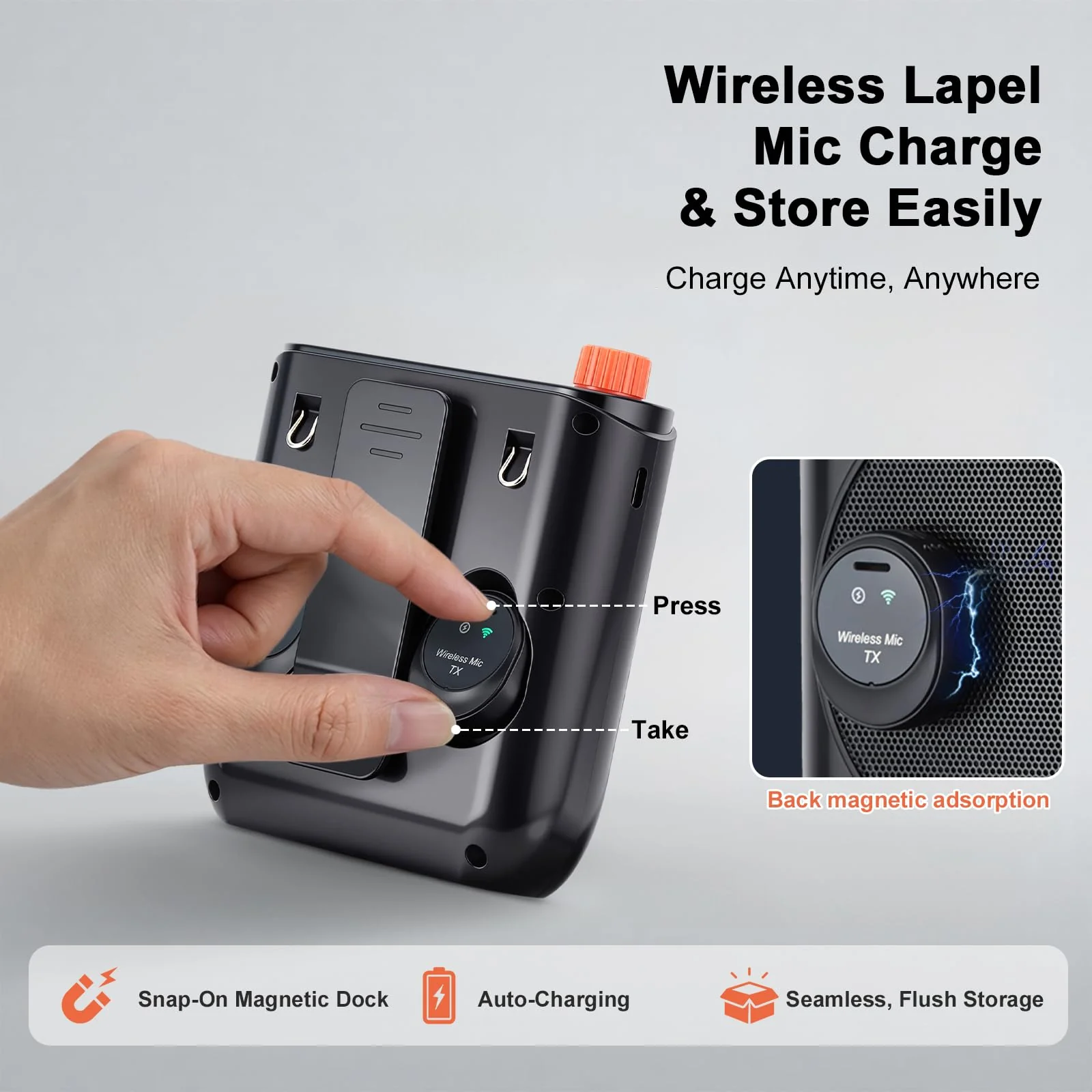 HAKUTA Voice Amplifier with Magnetic Wireless Lavalier Microphone, Portable Bluetooth Speaker for Teachers with 2 Mic, Rechargeable Voice Amplifier for Classroom/Meetings/Training/Outdoor - Image 2