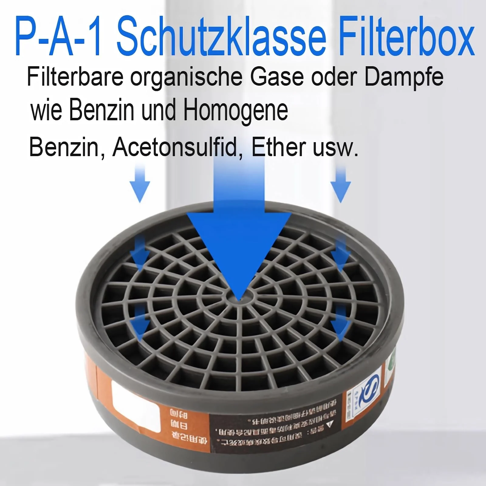 Half Face Dust Mask Set Filter for Vapours, Sand, Asbestos, Gas, Acid and Ammonia with Safety Glasses, Particulate Protection Filters, Painter, Masks and More Mini grey + 10 filter wadding - Image 3