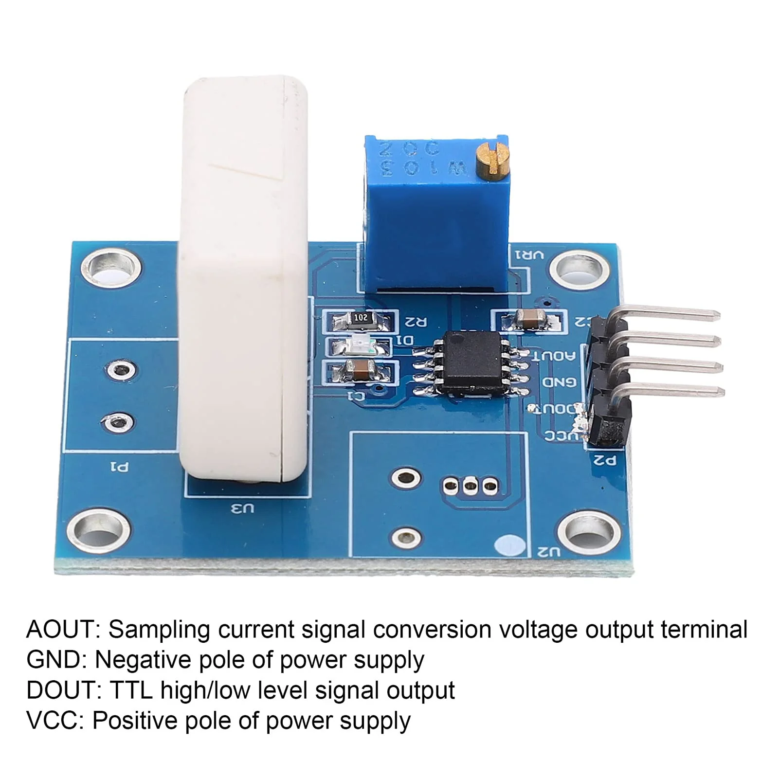 Hall Current Detection Sensor Module DC 5V 35A WCS1800 Short Circuit Overcurrent Protection Detector with Overcurrent LED Signal Display - Image 2
