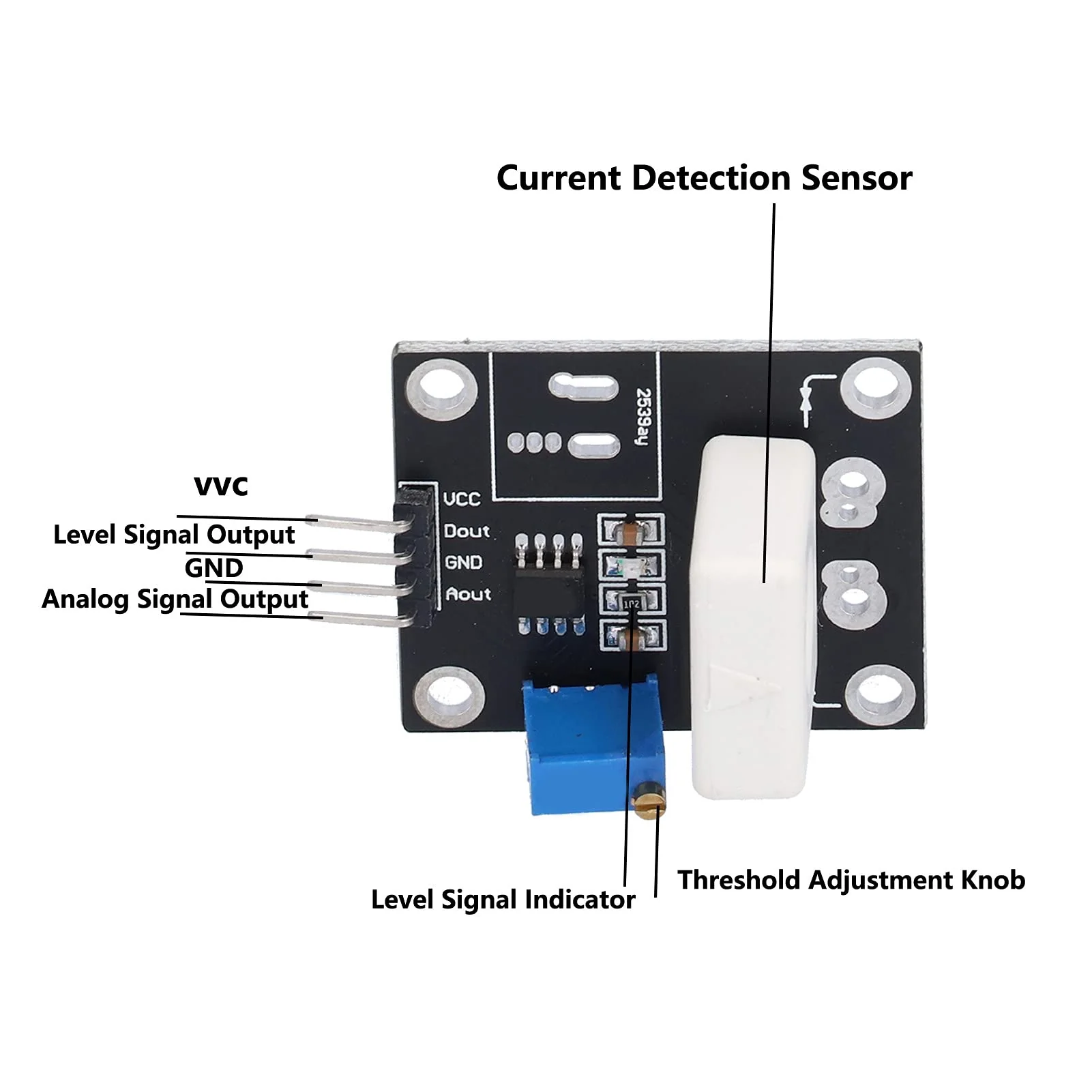 Hall Current Sensor, 100A WCS1600 DC 5V Short Circuit Protection Modules Adjustable Short Circuit Overcurrent Protection Detector for Intelligent Car Engine Overcurrent Detection Wcs1600-black - Image 2