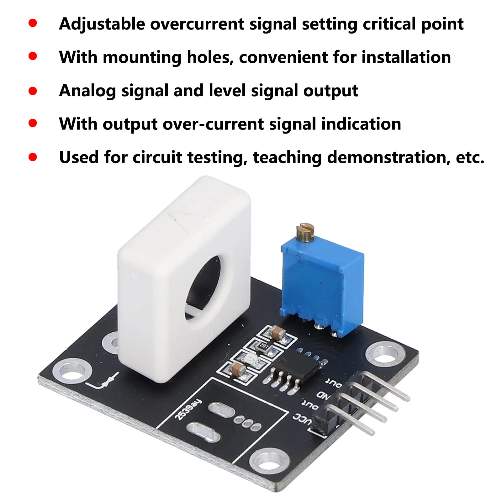 Hall Current Sensor, 100A WCS1600 DC 5V Short Circuit Protection Modules Adjustable Short Circuit Overcurrent Protection Detector for Intelligent Car Engine Overcurrent Detection Wcs1600-black - Image 7