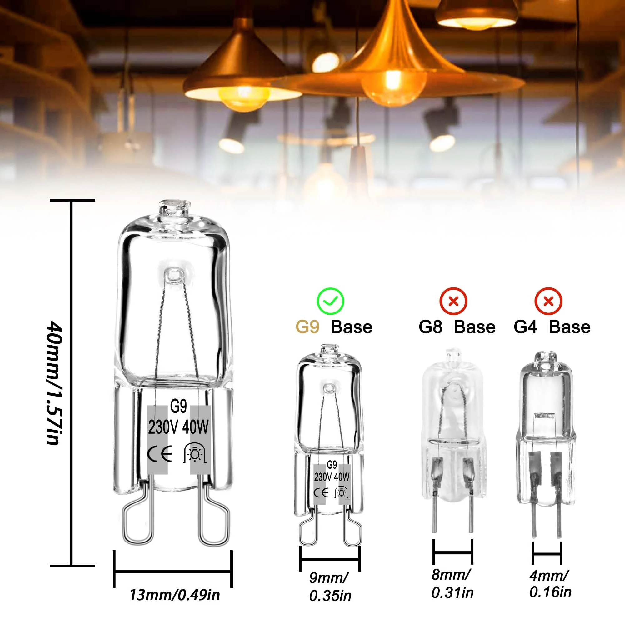 Halogen Light Bulb G9 (12 Pieces) Halogen G9 40 W 230 V, 560 LM 2700 K Warm White Dimmable No Flickering Halogen Bulbs Pin Base Lamp for Oven Lamp 300 °C Microwave Cooker, Ceiling Lights, Wall Lamp - Image 2