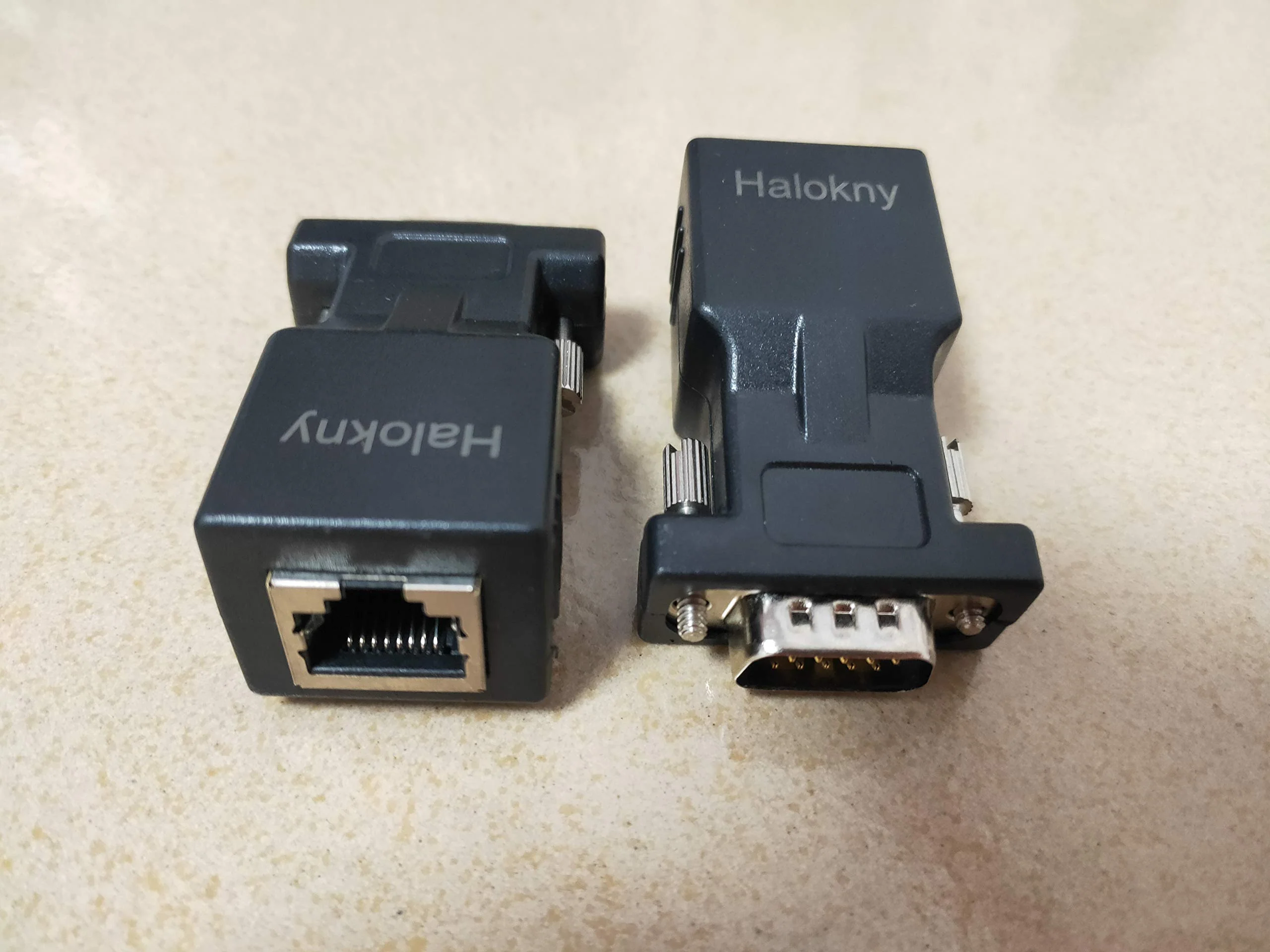 Halokny VGA Extender Over Ethernet Adapter, VGA 15 Pin Male to CAT5 CAT6 RJ45 Female Network Cable Extender Connector Adapter(2-Pack) - Image 2