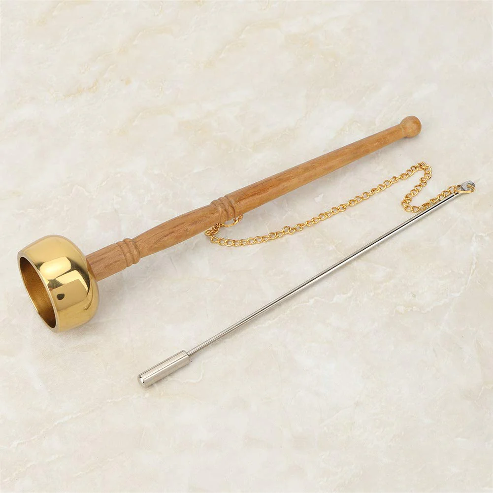 Hand Bell, Meditation Prayer Bells Buddhism Wooden Handle Brass Hand Bell Singing Scripture Implement Buddhist Supplies - Image 6