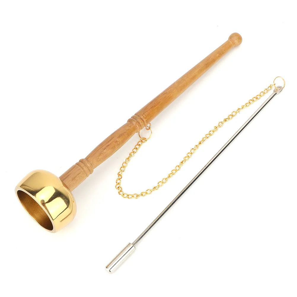 Hand Bell, Meditation Prayer Bells Buddhism Wooden Handle Brass Hand Bell Singing Scripture Implement Buddhist Supplies - Image 8