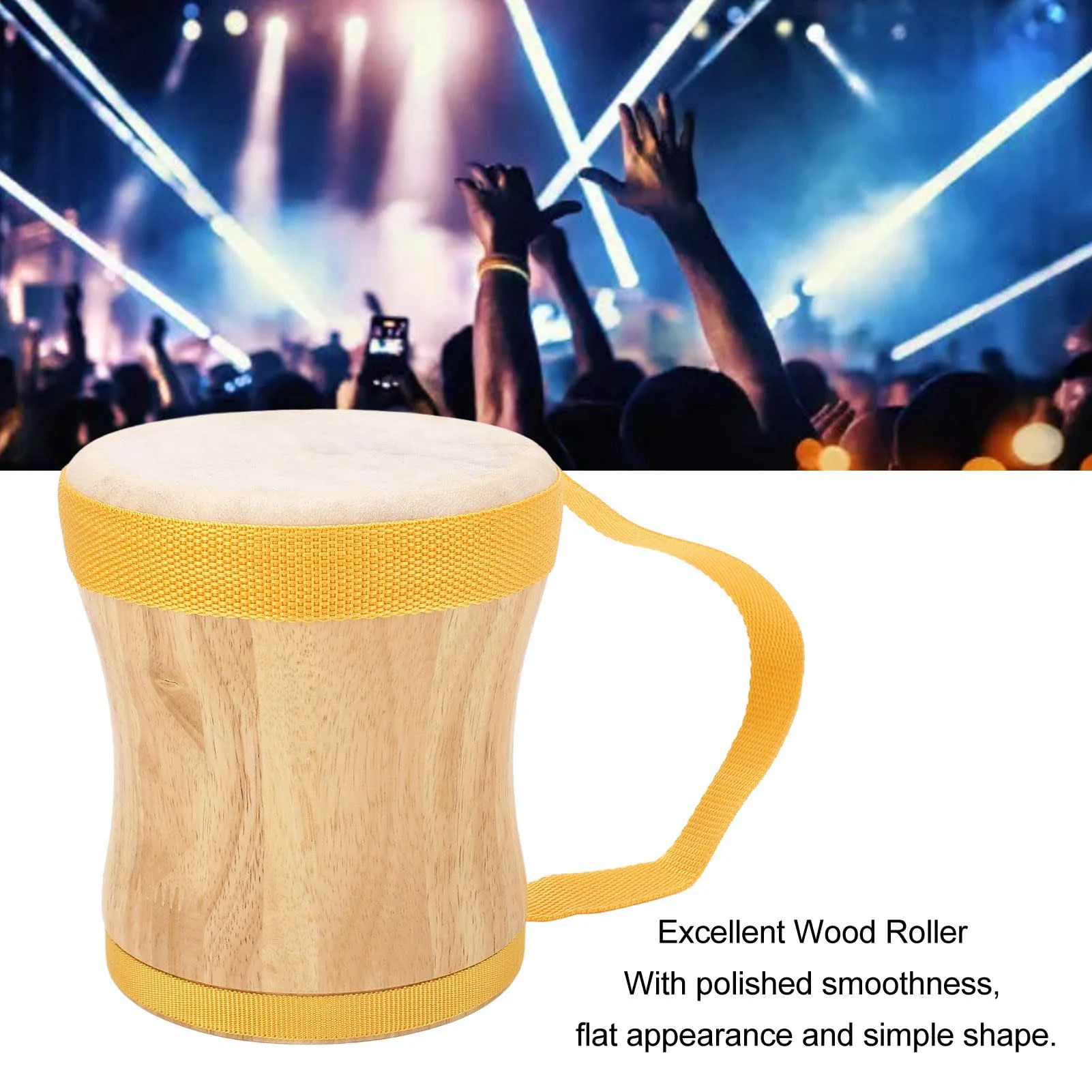 Hand Drum, Bongos For Adults Sheepskin Drum Top Hand Drums For Adults with Stick For Performances, Parties and Music Festivals (Yellow) - Image 3