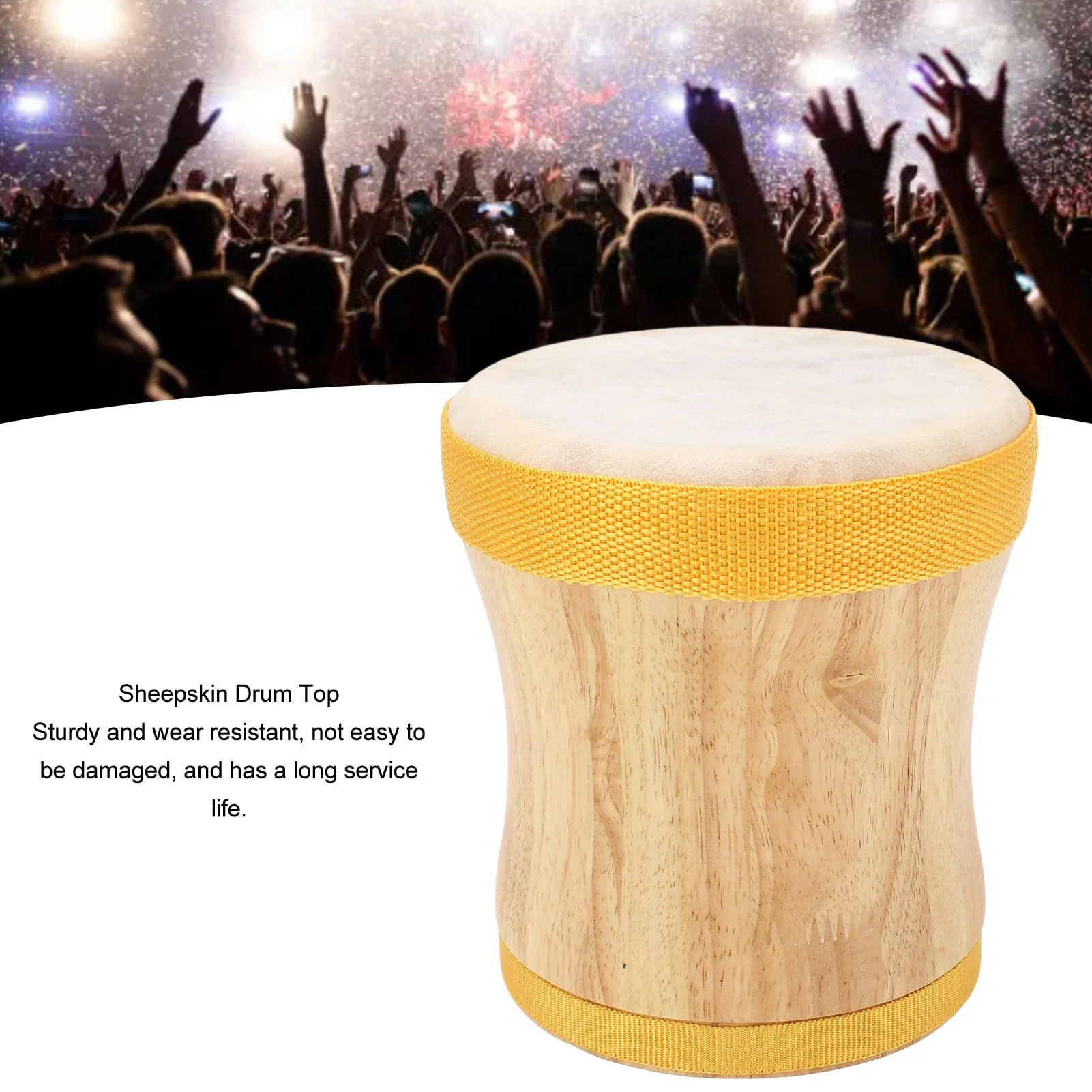 Hand Drum, Bongos For Adults Sheepskin Drum Top Hand Drums For Adults with Stick For Performances, Parties and Music Festivals (Yellow) - Image 5
