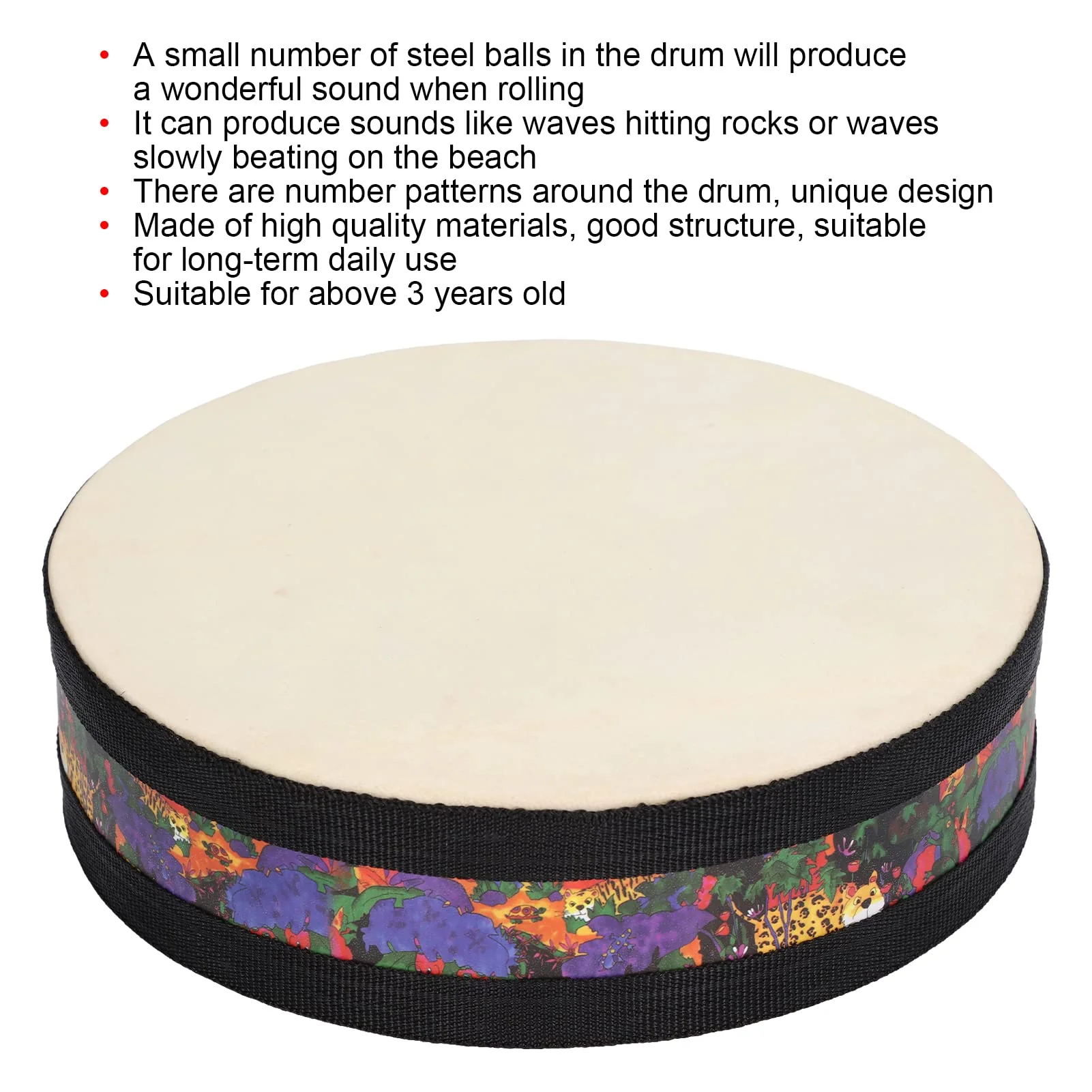Hand Drum, Good Structure Exquisite Beautiful Ocean Drum Long Service Life Number Patterns Unique Design for Ornaments for Toy - Image 2