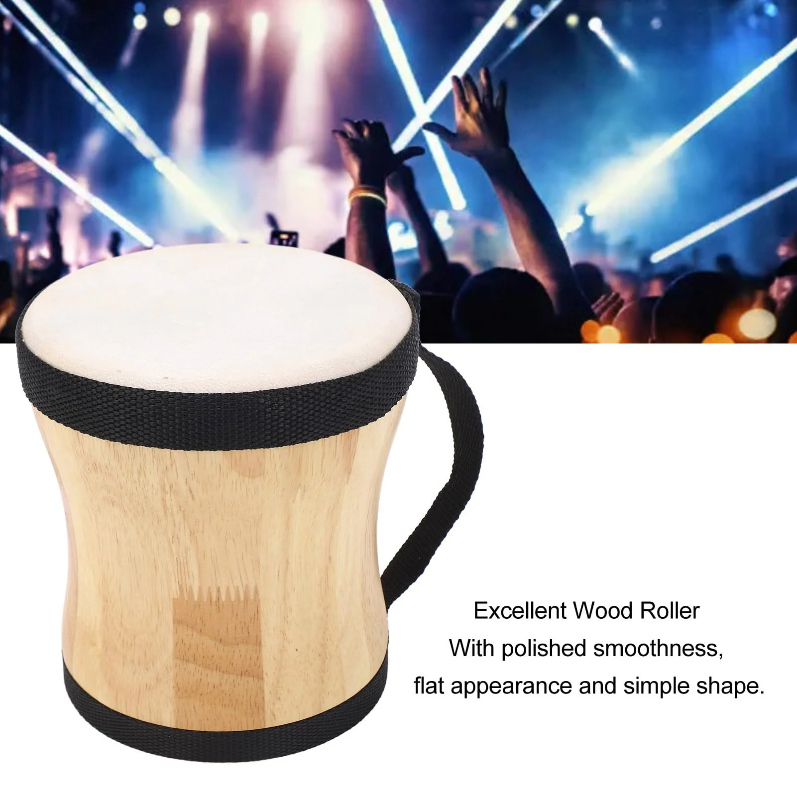 Hand Drum Kit Sheepskin Top Bongo Percussion Drum for Performances Parties Music Festivals (Black) Black - Image 2