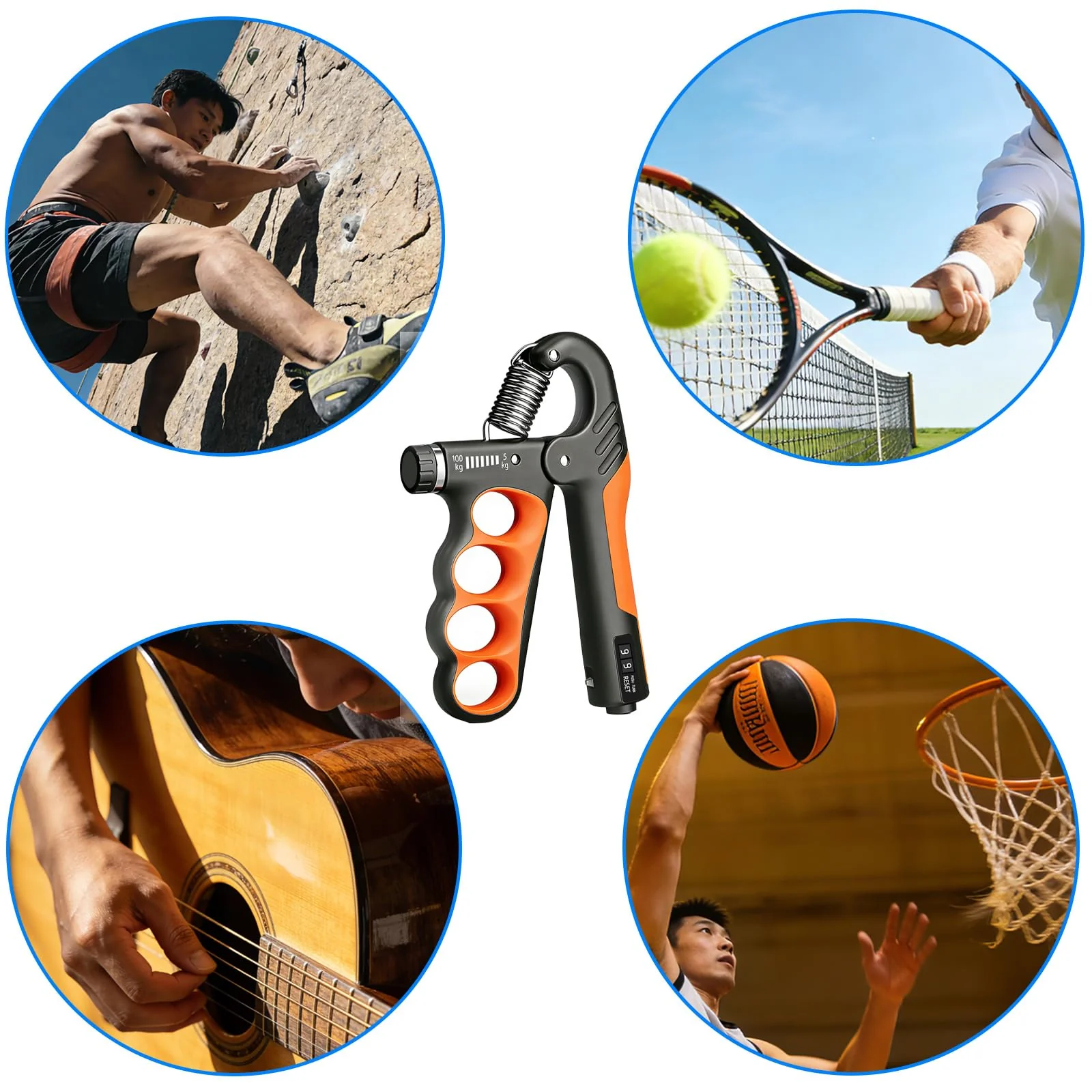 Hand Gripper Strengthener, 11-220LBs Adjustable Resistance Grip Strength Trainer with Counter, Forearm Exerciser for Injury Recovery and Muscle Building Red-2PCS - Image 5